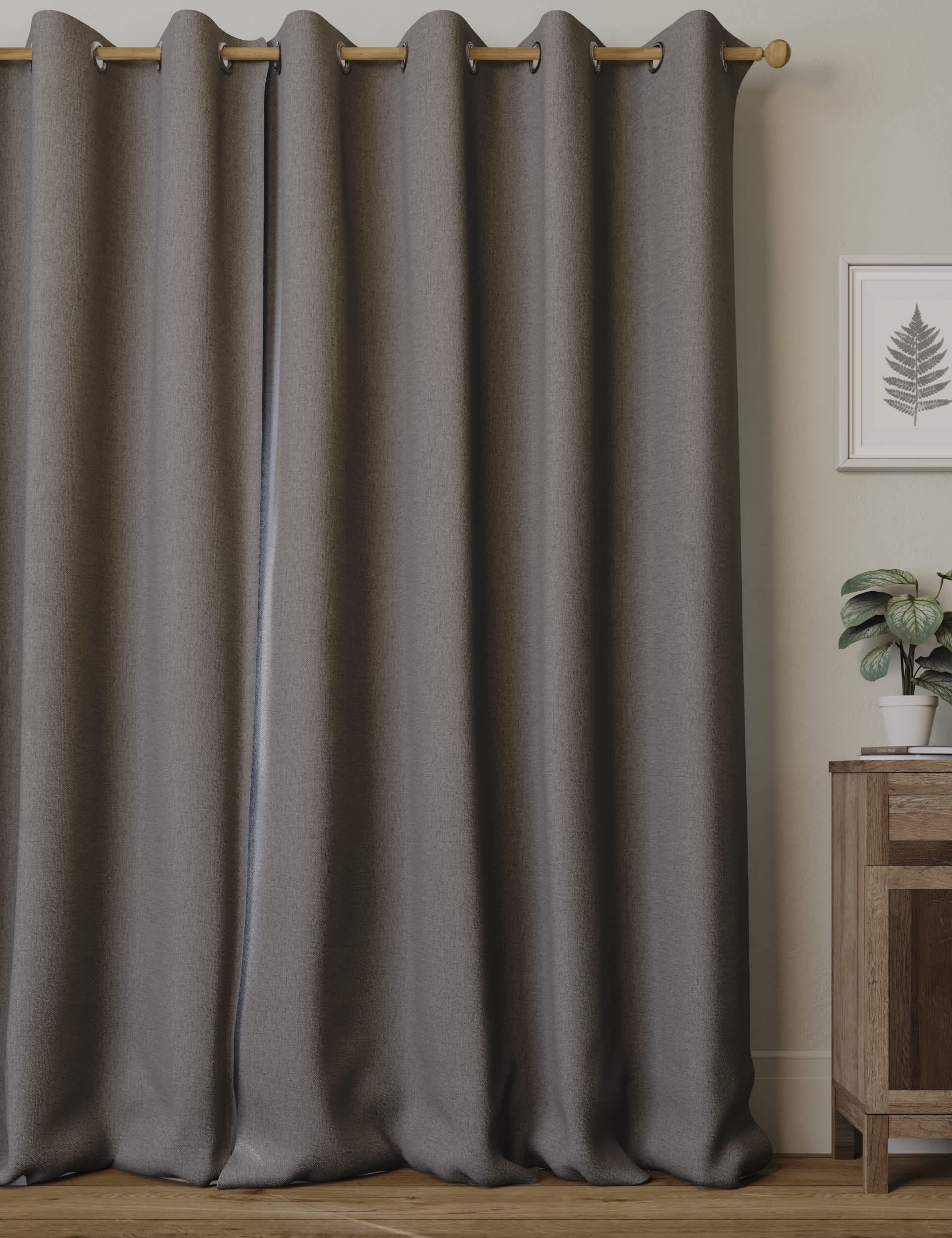 M&S Collection Brushed Eyelet Blackout Thermal Curtains - EW72 - Charcoal Mix, Dark Red,Mid Blue,Cre