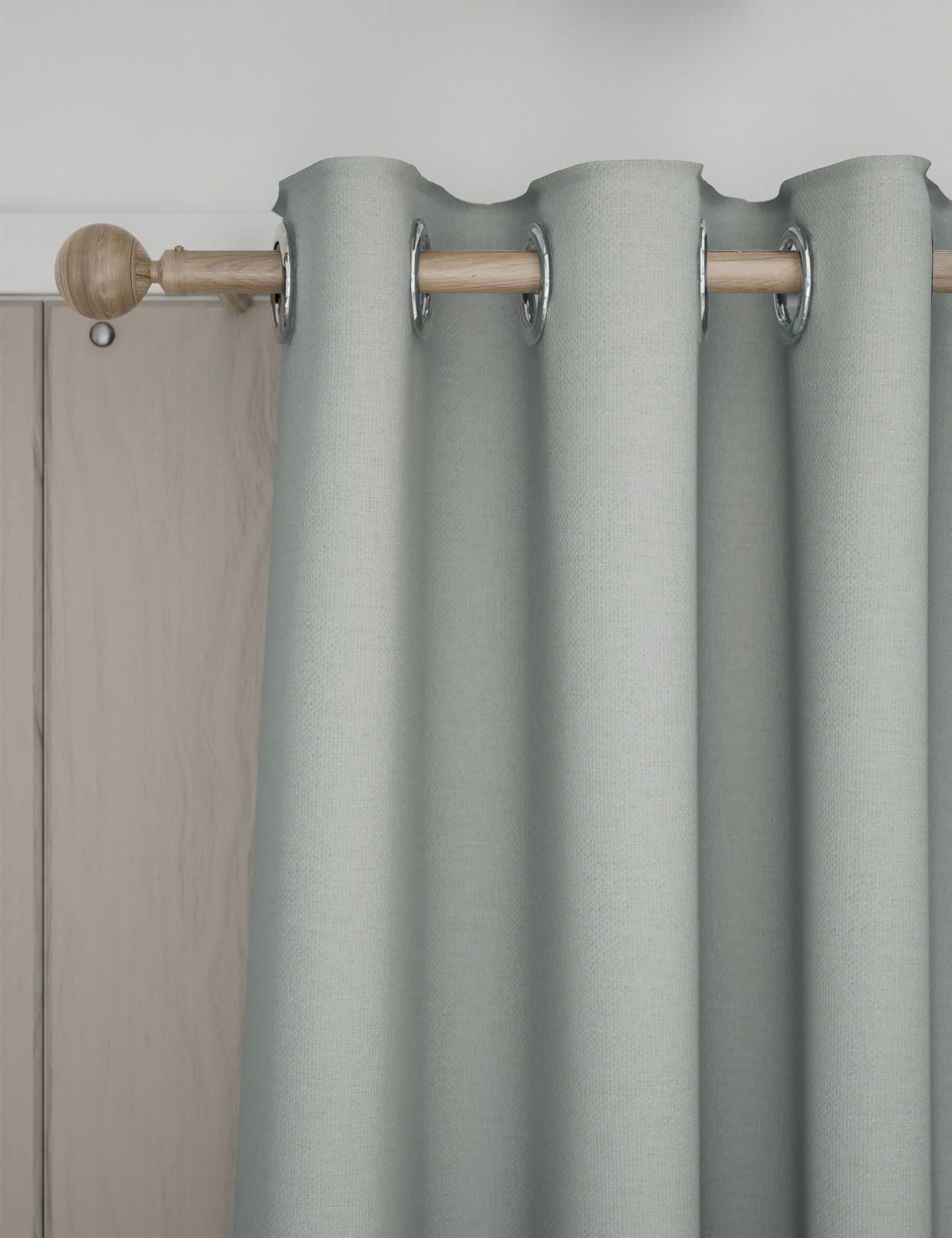 M&S Brushed Eyelet Blackout Thermal Curtains - WDR72 - Grey, Green,Mauve,Neutral,Grey