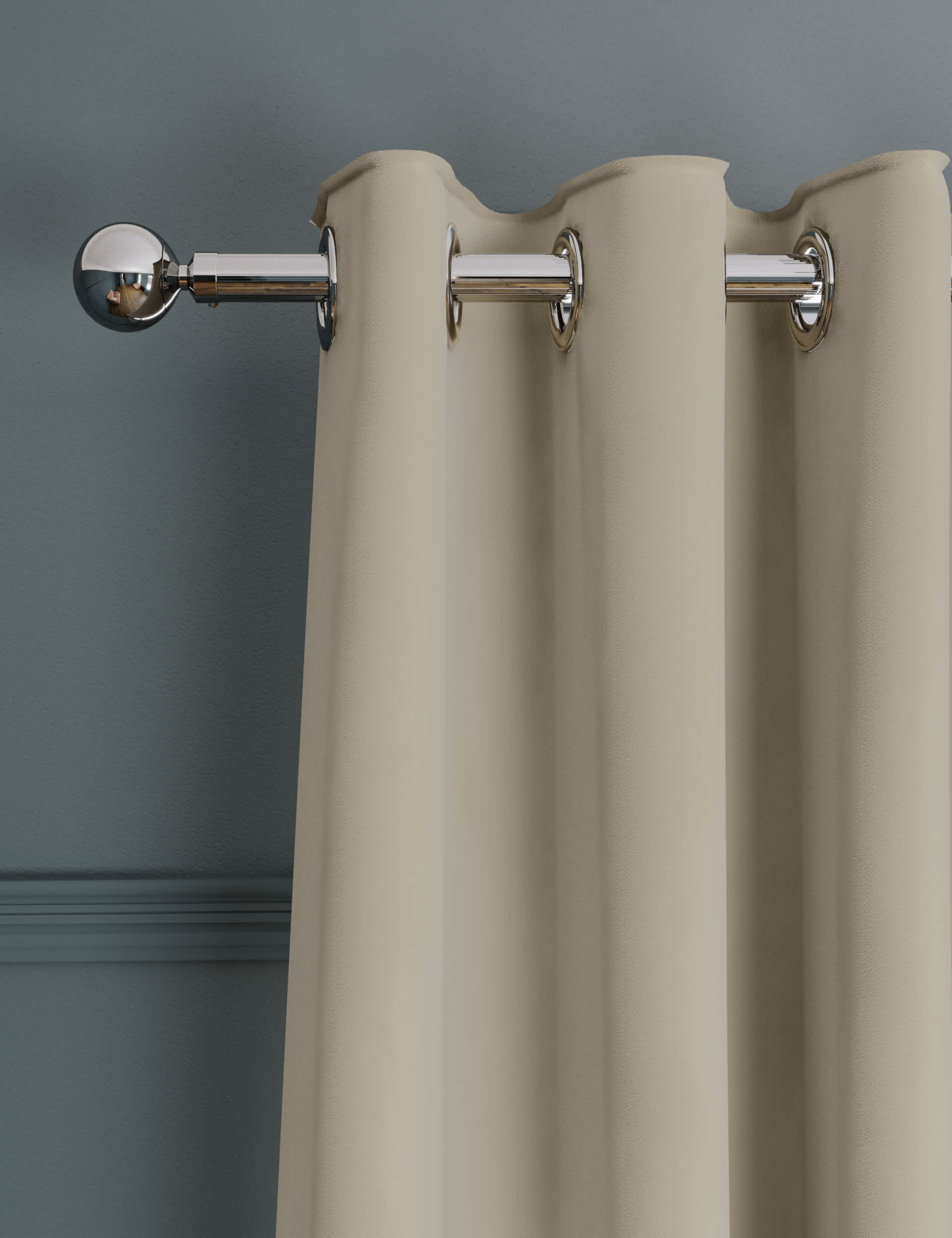 M&S Velvet Eyelet Ultra Temperature Smart Curtains - EW90 - Champagne, Champagne,Green,Rust