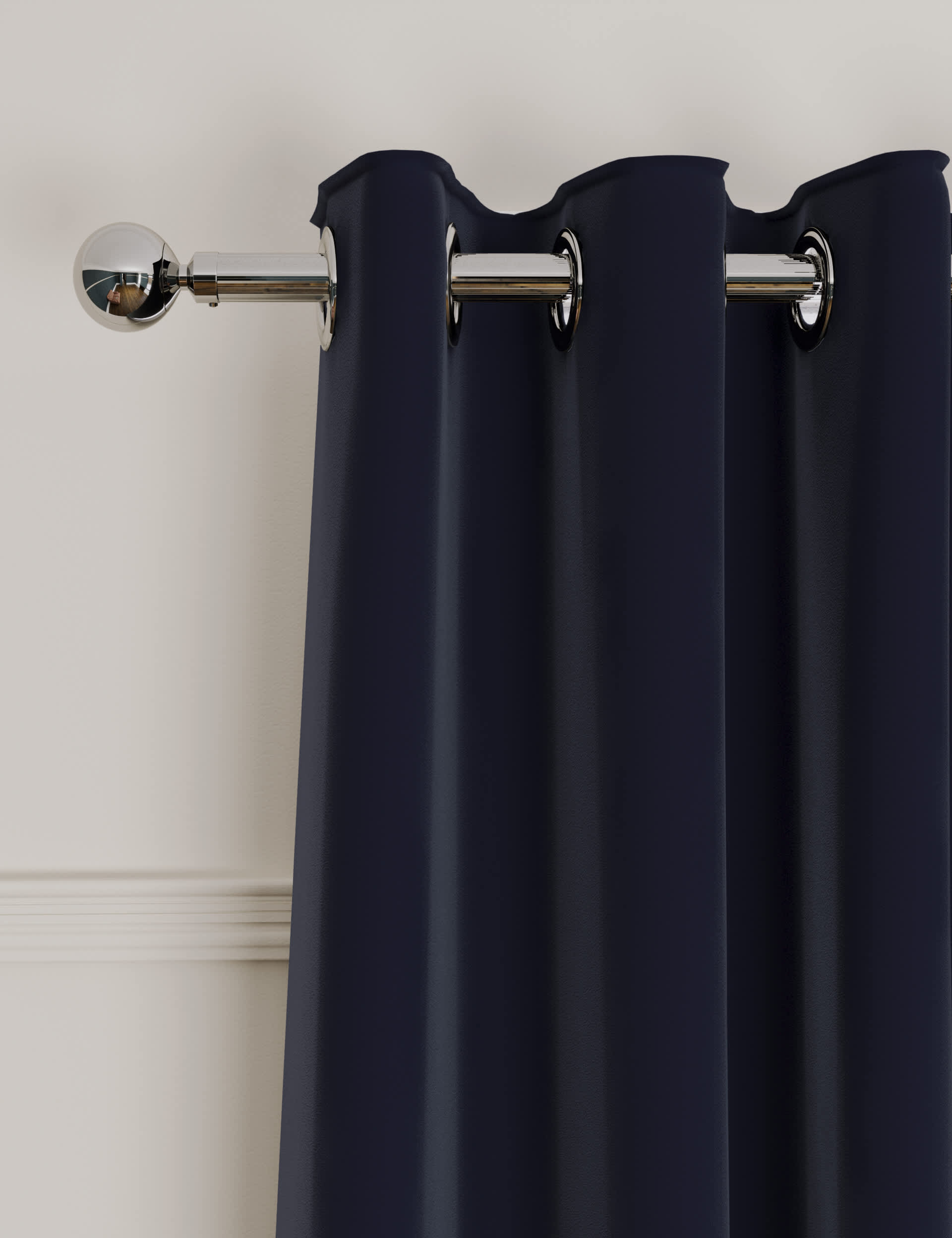 M&S Velvet Eyelet Ultra Thermal Curtains - WDR90 - Navy, Light Grey,Forest Green,Champagne,Navy,Teal