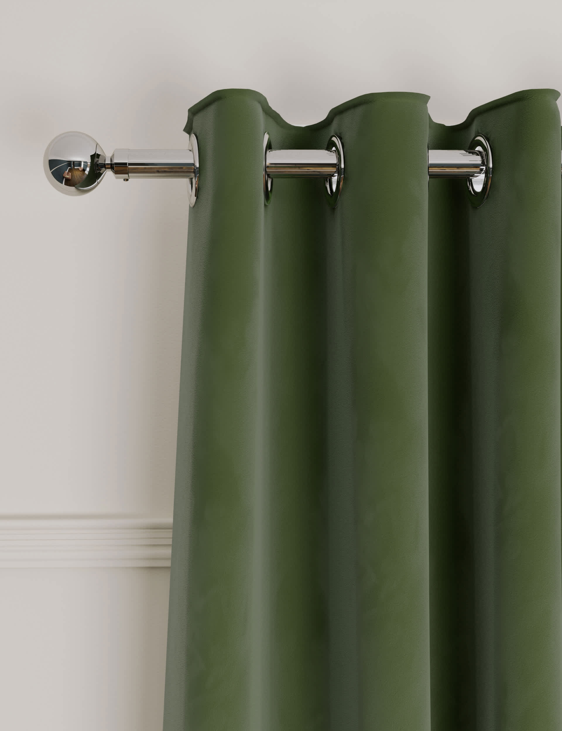 M&S Velvet Eyelet Ultra Thermal Curtains - EW90 - Green, Navy,Light Grey,Forest Green,Champagne,Teal