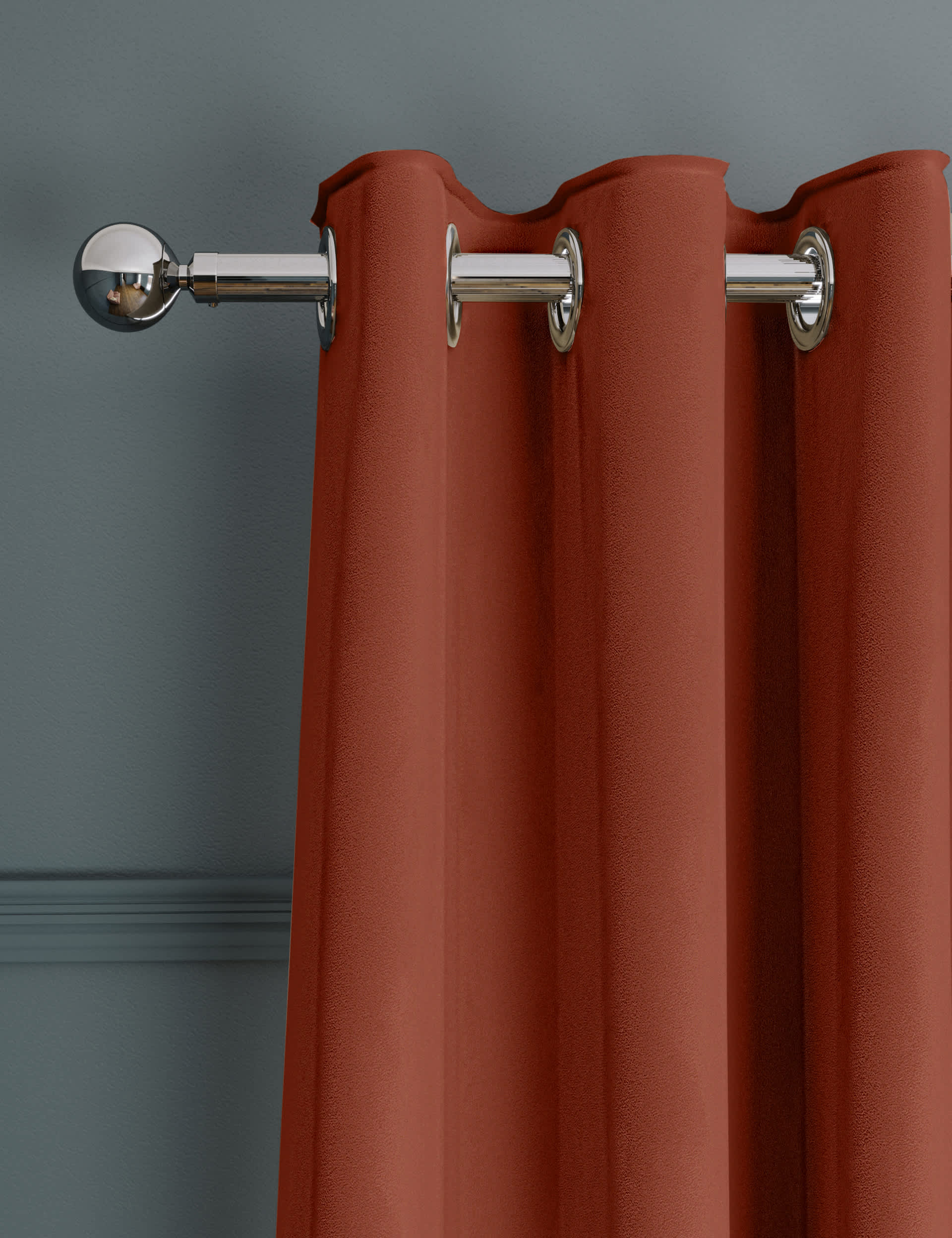 M&S Velvet Eyelet Ultra Thermal Curtains - WDR72 - Rust, Navy,Forest Green,Champagne,Teal,Charcoal,B