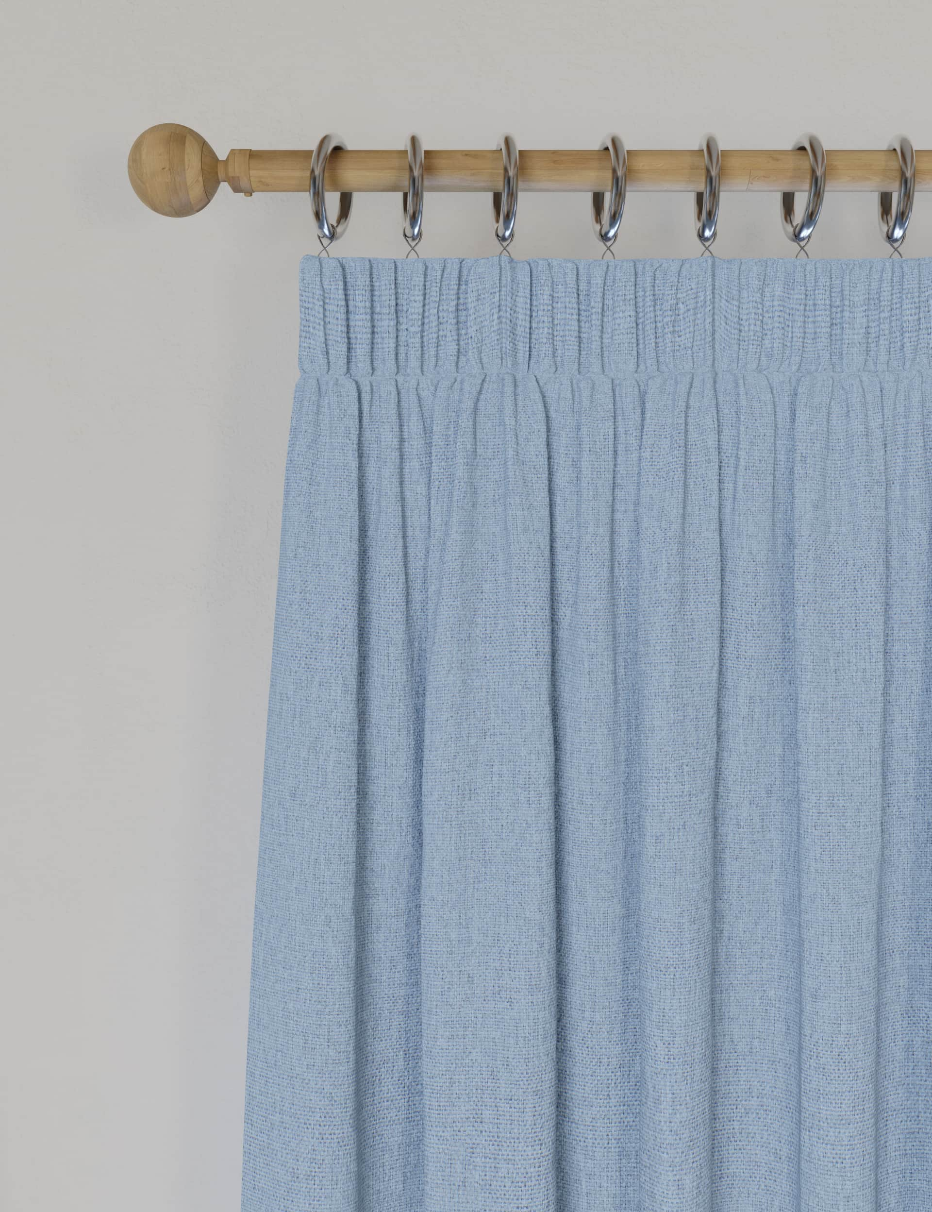 M&S Brushed Pencil Pleat Blackout Temperature Smart Curtains - EW54 - Mid Blue, Dark Red,Mid Blue,Te