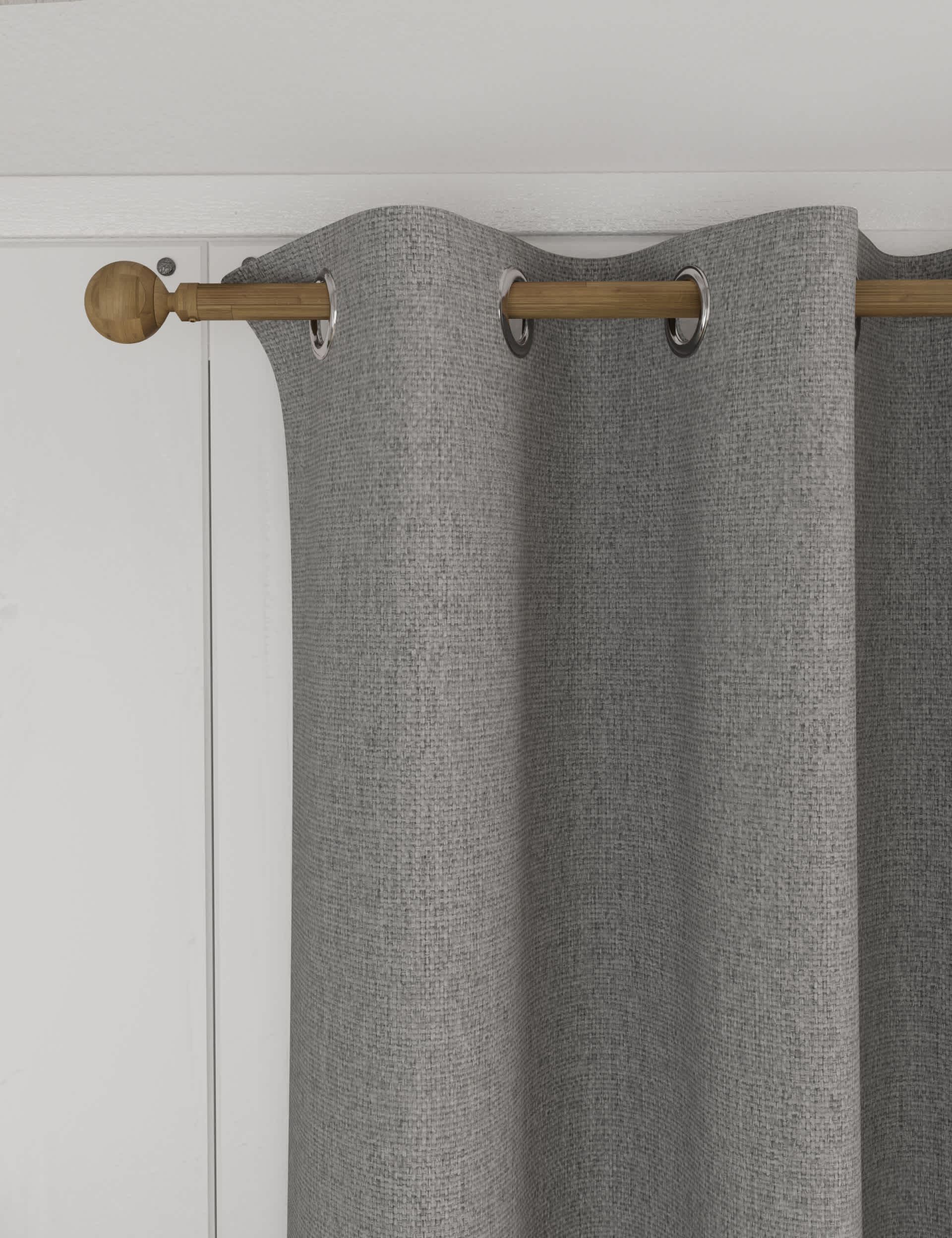 M&S Isabelle Eyelet Blackout Curtains - WDR90 - Light Grey, Light Grey