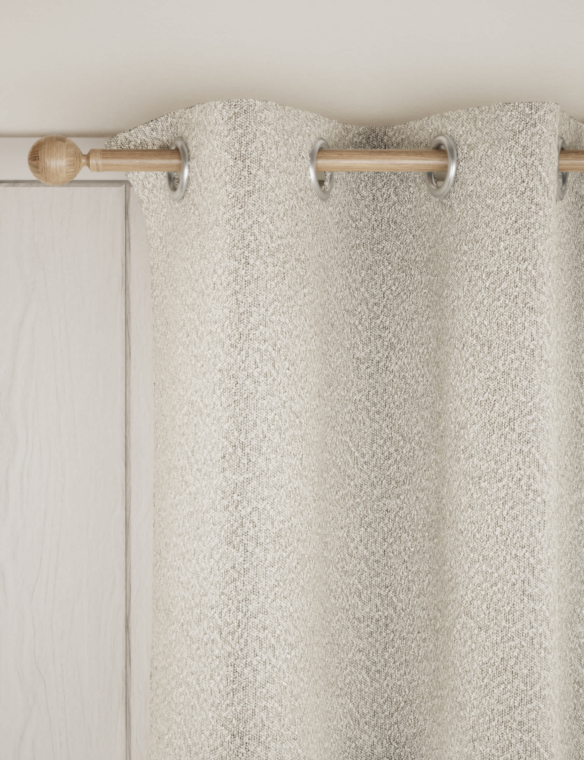 M&S Heavyweight Boucle Eyelet Curtains - NAR54 - White, White