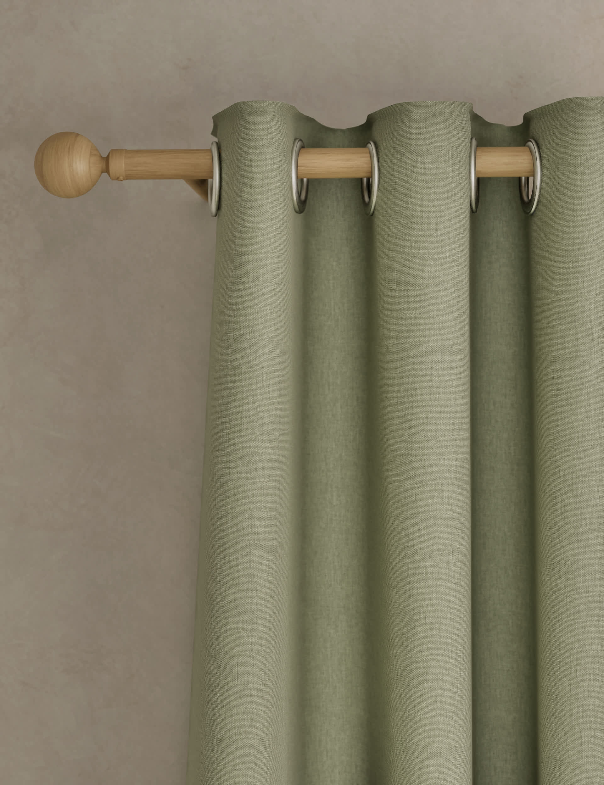 M&S Brushed Eyelet Ultra Thermal Blackout Curtains - EW72 - Sage, Neutral,Sage,Blush