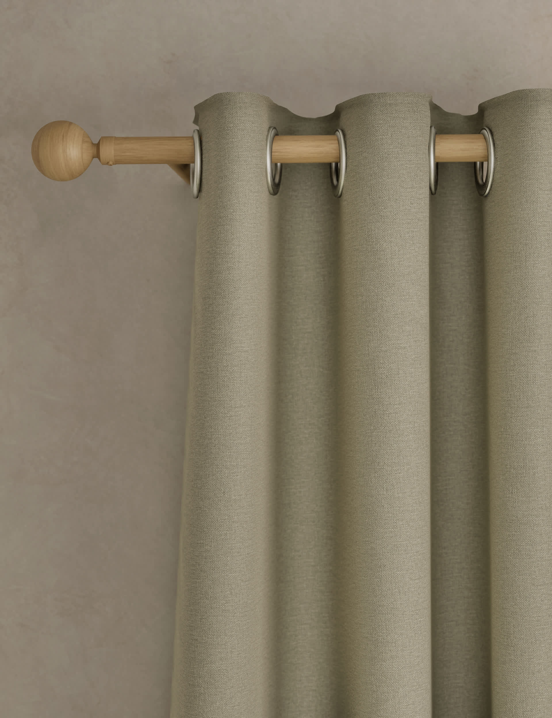 M&S Brushed Eyelet Ultra Thermal Blackout Curtains - WDR54 - Neutral, Neutral,Sage,Charcoal Mix,Ligh