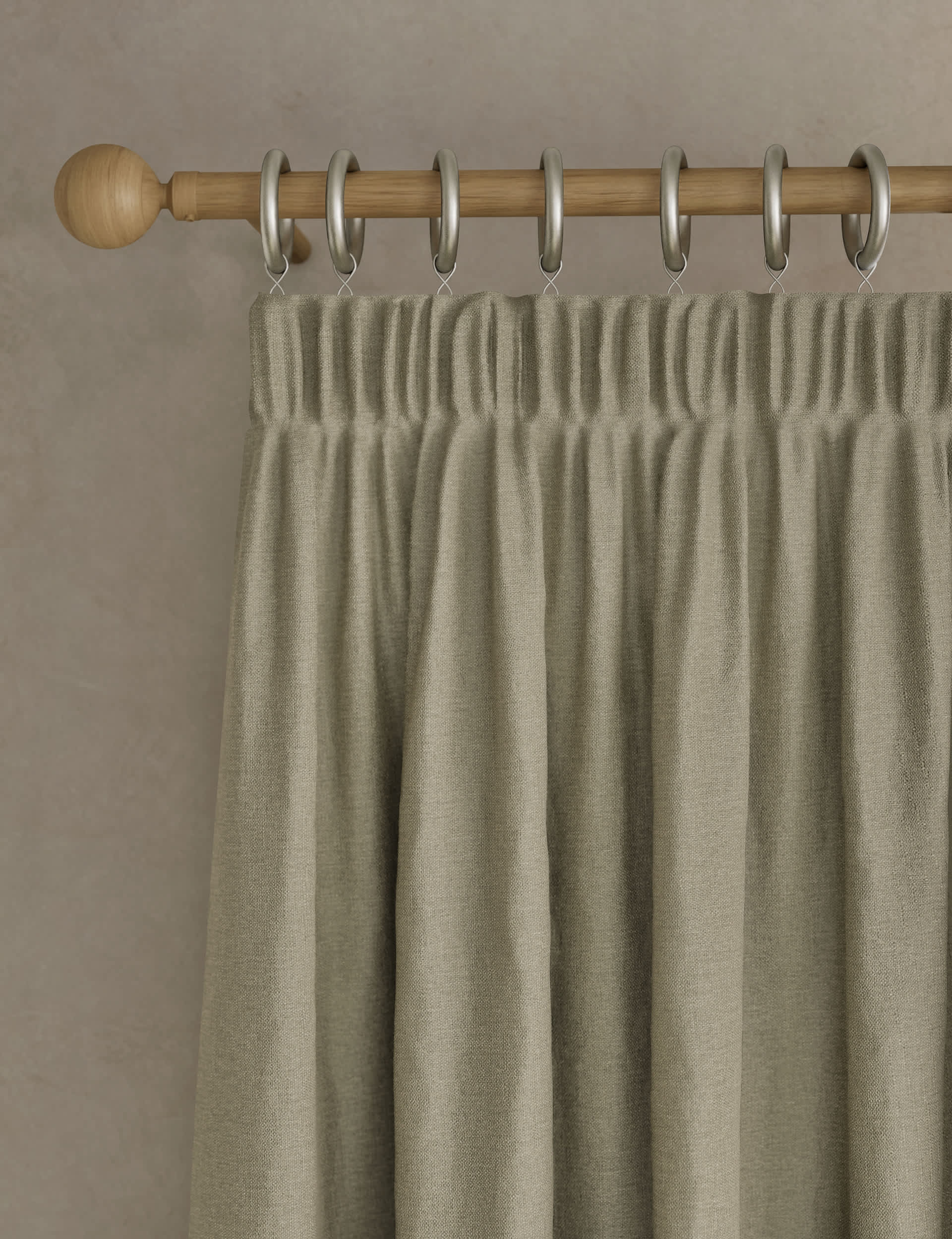 M&S Brushed Pencil Pleat Blackout Ultra Temperature Smart Curtains