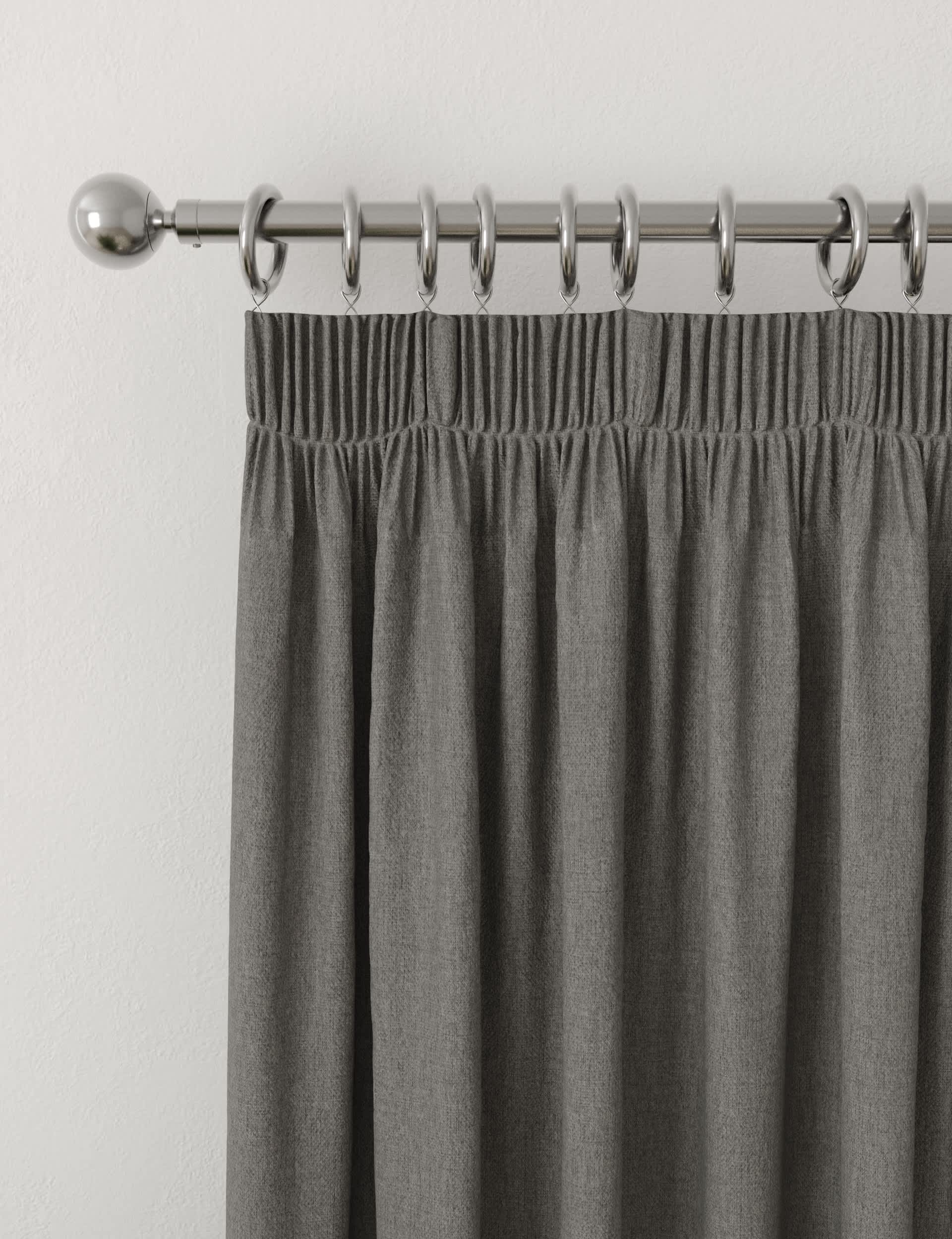 M&S Collection Brushed Pencil Pleat Blackout Ultra Thermal Curtains - WDR90 - Charcoal Mix, Charcoal