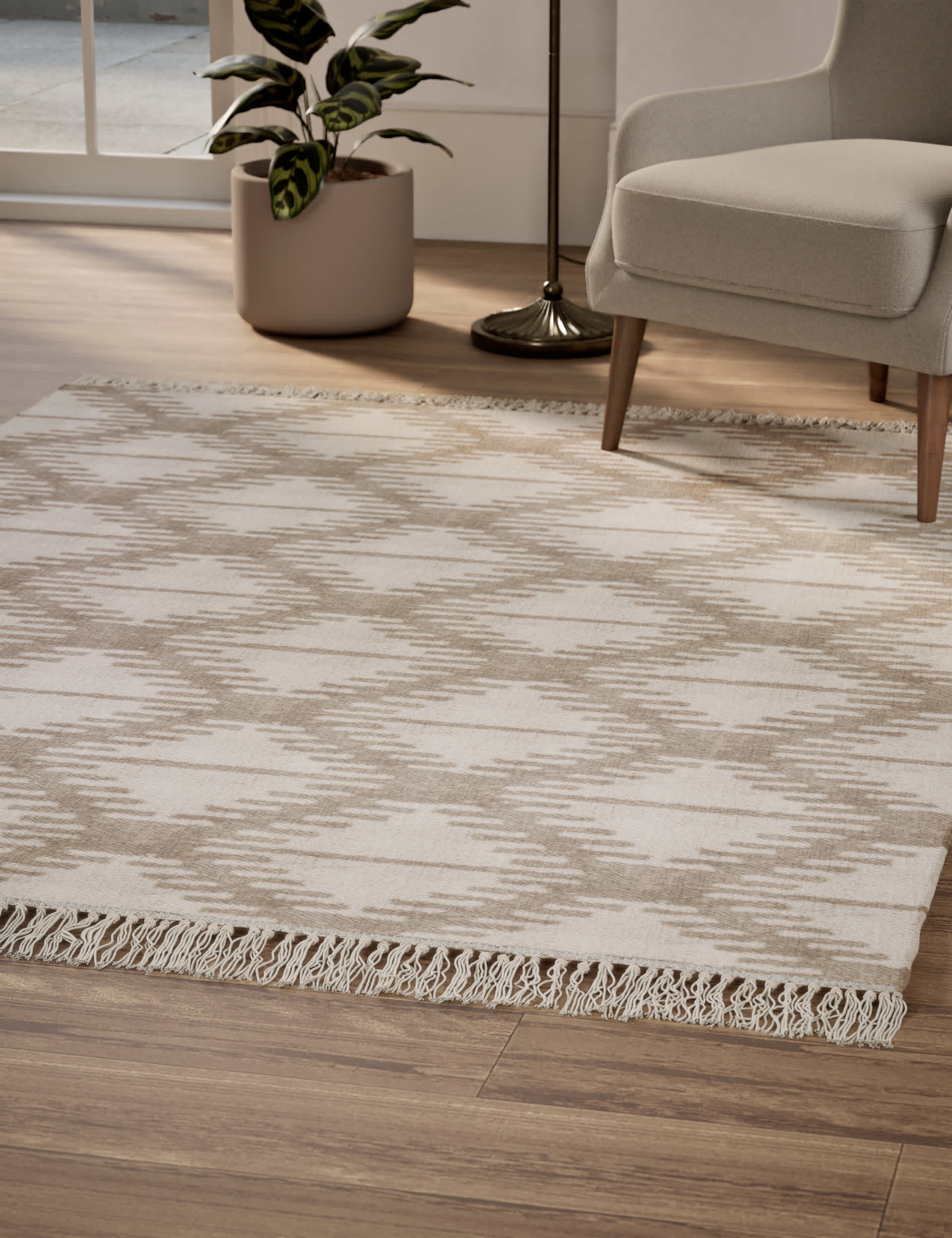 M&S Wool Rich Diamond Jute Rug - MED - Natural Mix, Natural Mix