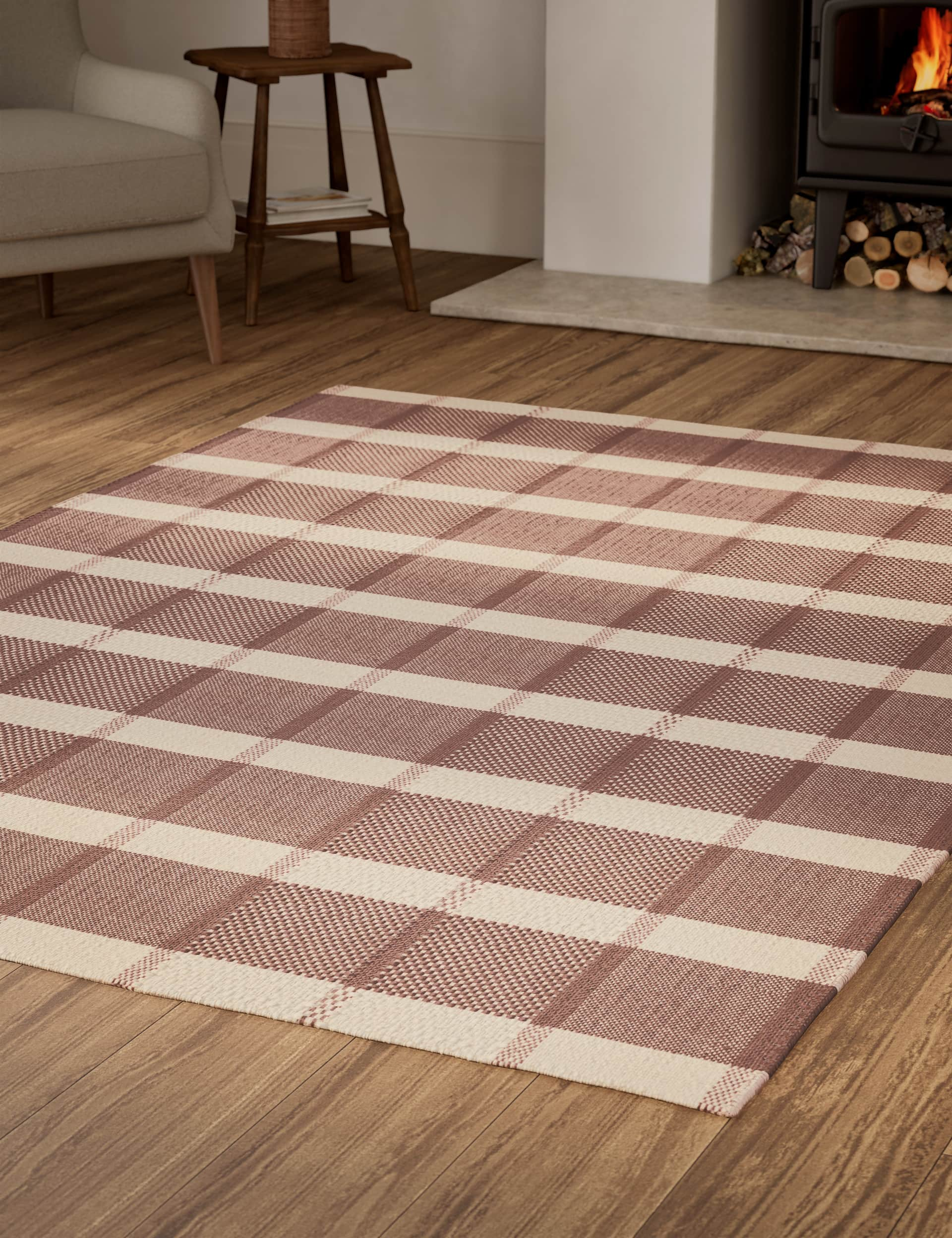 M&S Wool Rich Striped Rug - MED - Red Mix, Red Mix