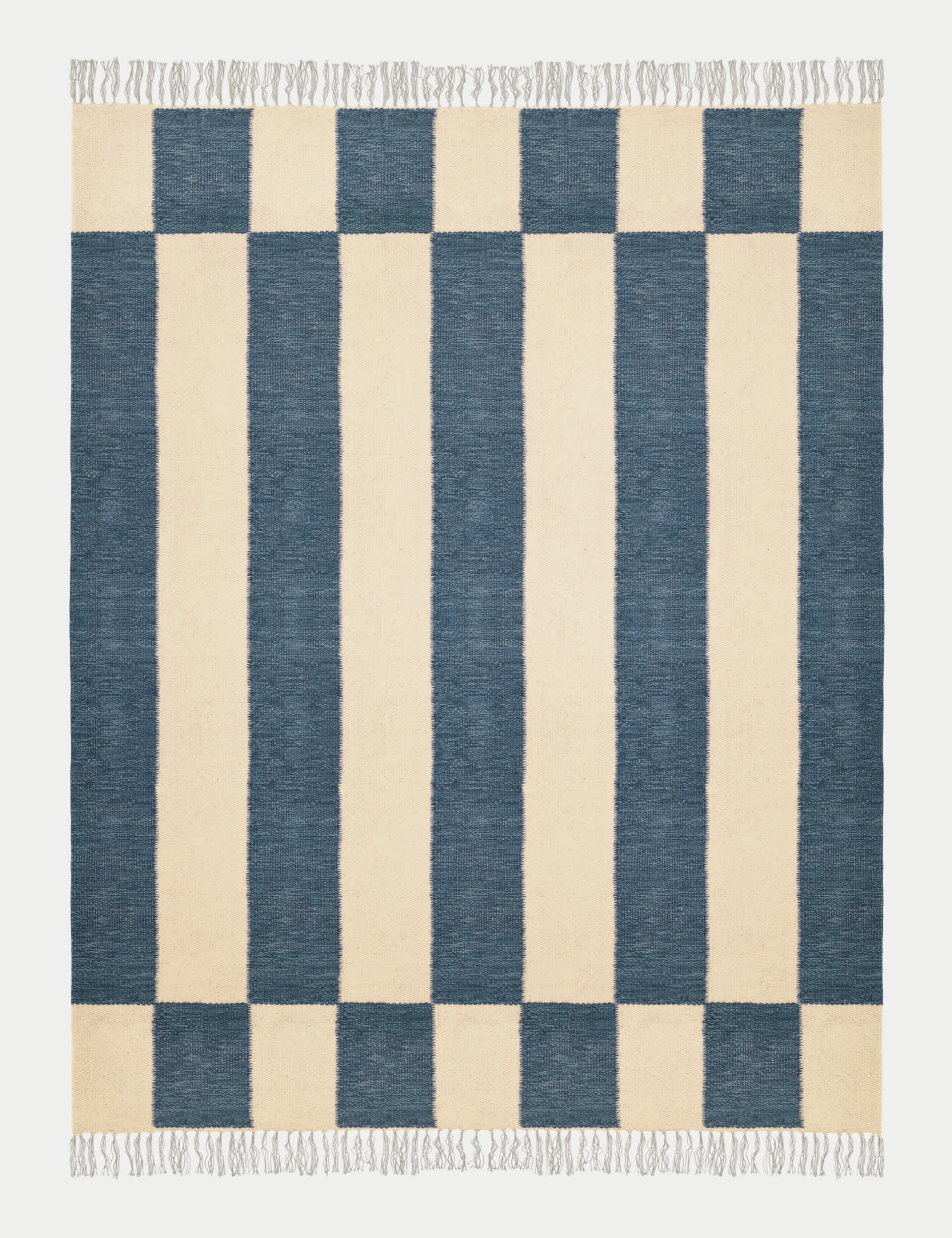 M&S Collection Wool Rich Striped Rug - MED - Navy Mix, Navy Mix