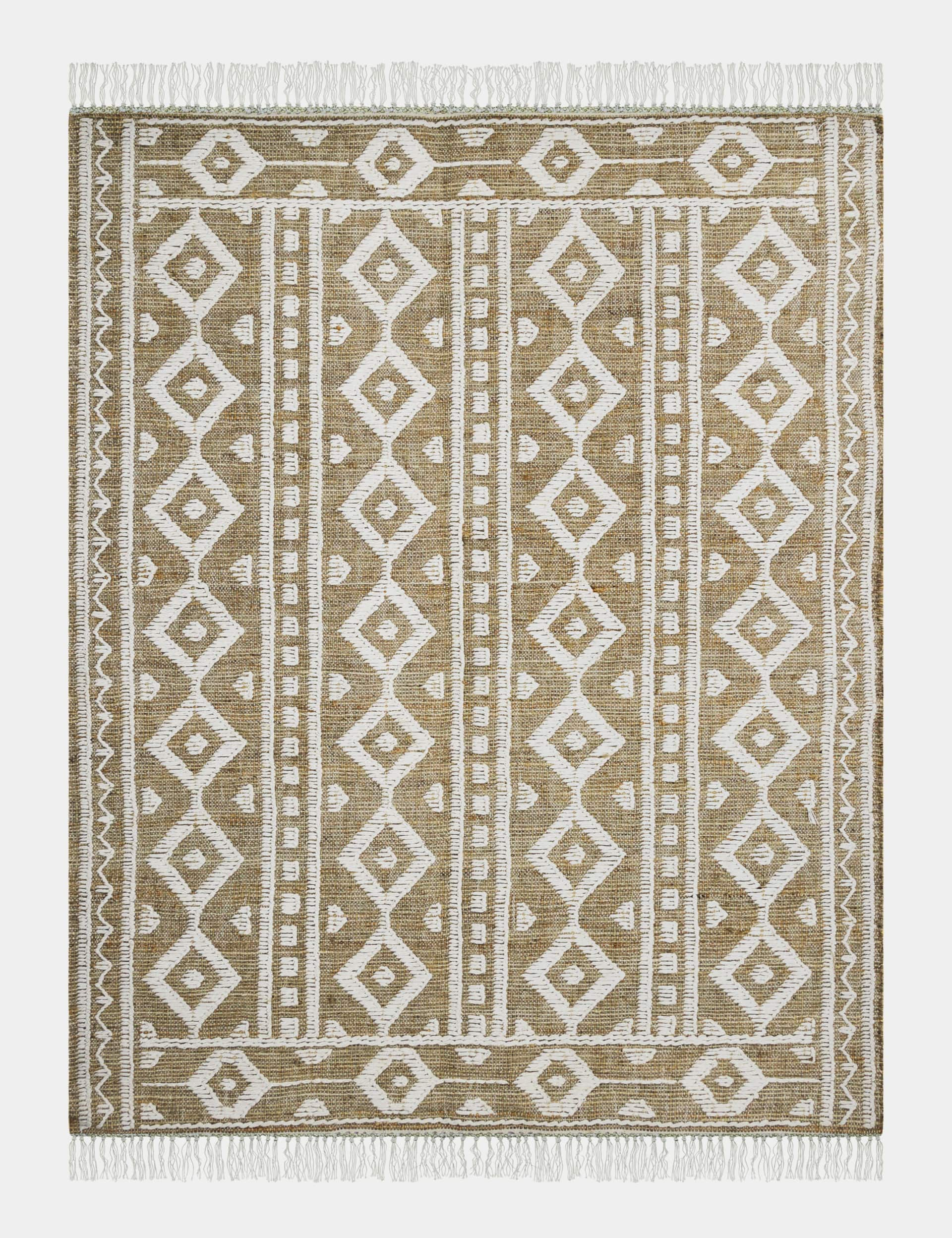 M&S Collection Cotton Blend Diamond Woven Rug - Large - Natural Mix, Natural Mix