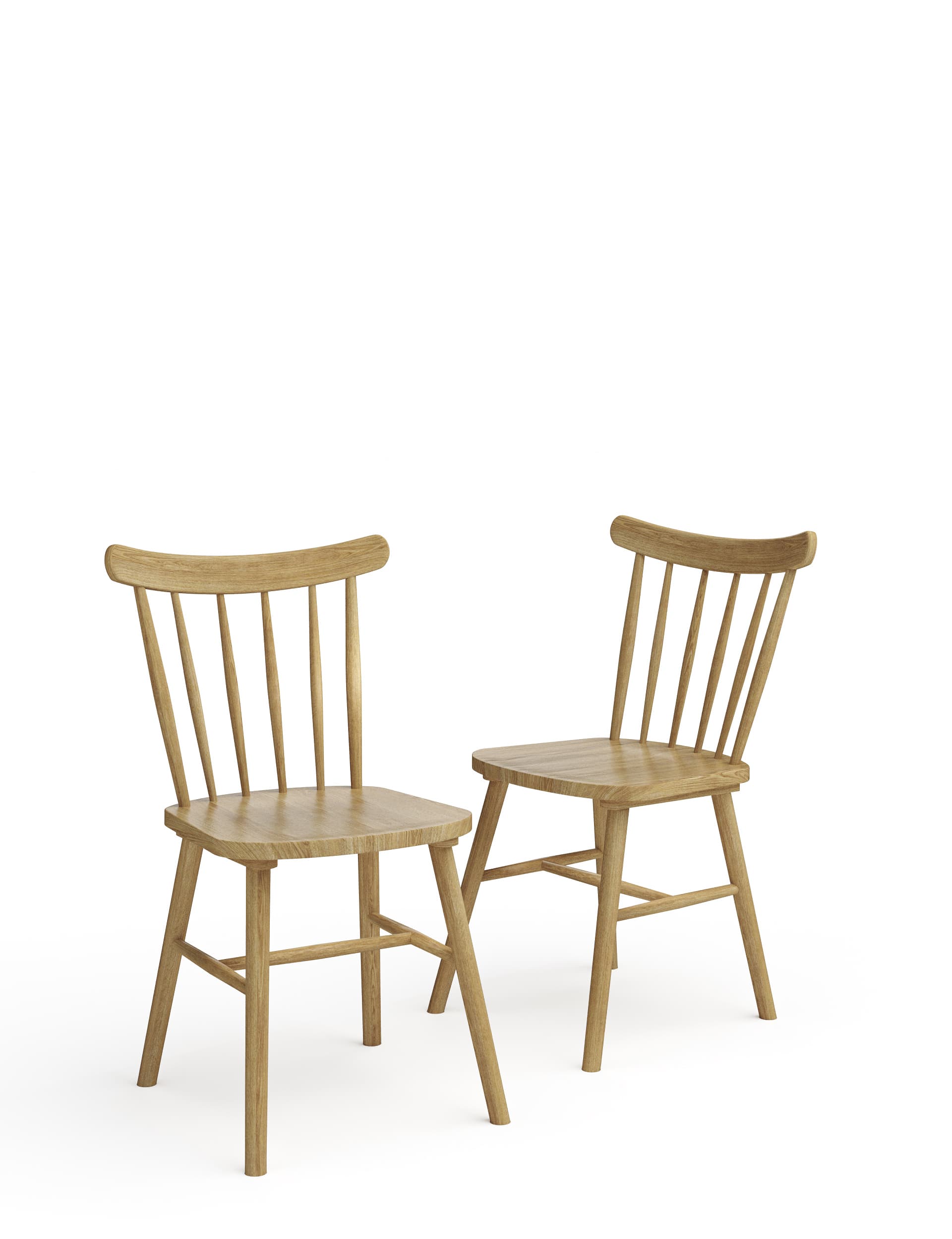 M&S Collection Set of 2 Oak Spindle Dining Chairs, Oak