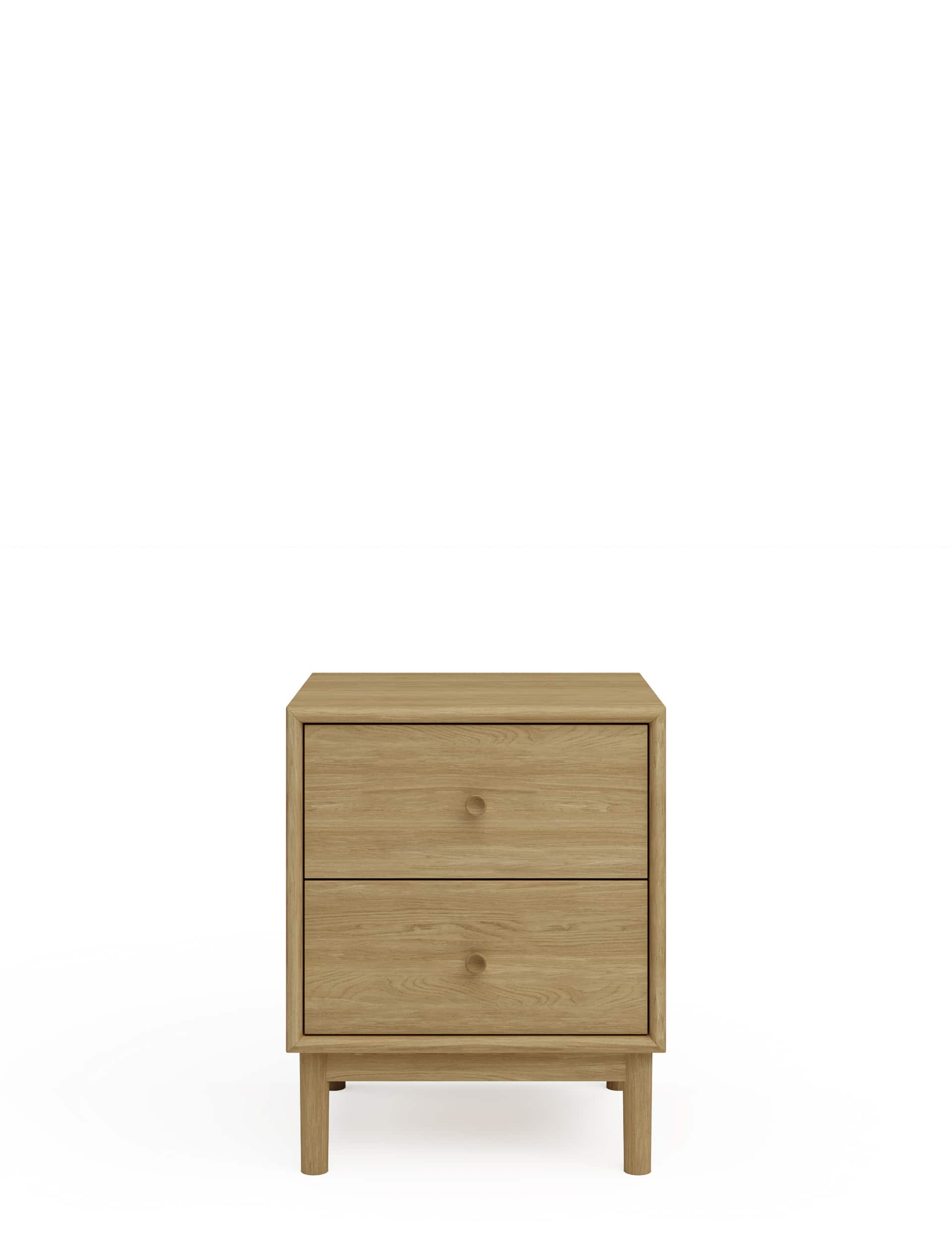 M&S Collection Newark 2 Drawer Bedside Table - Oak, Oak