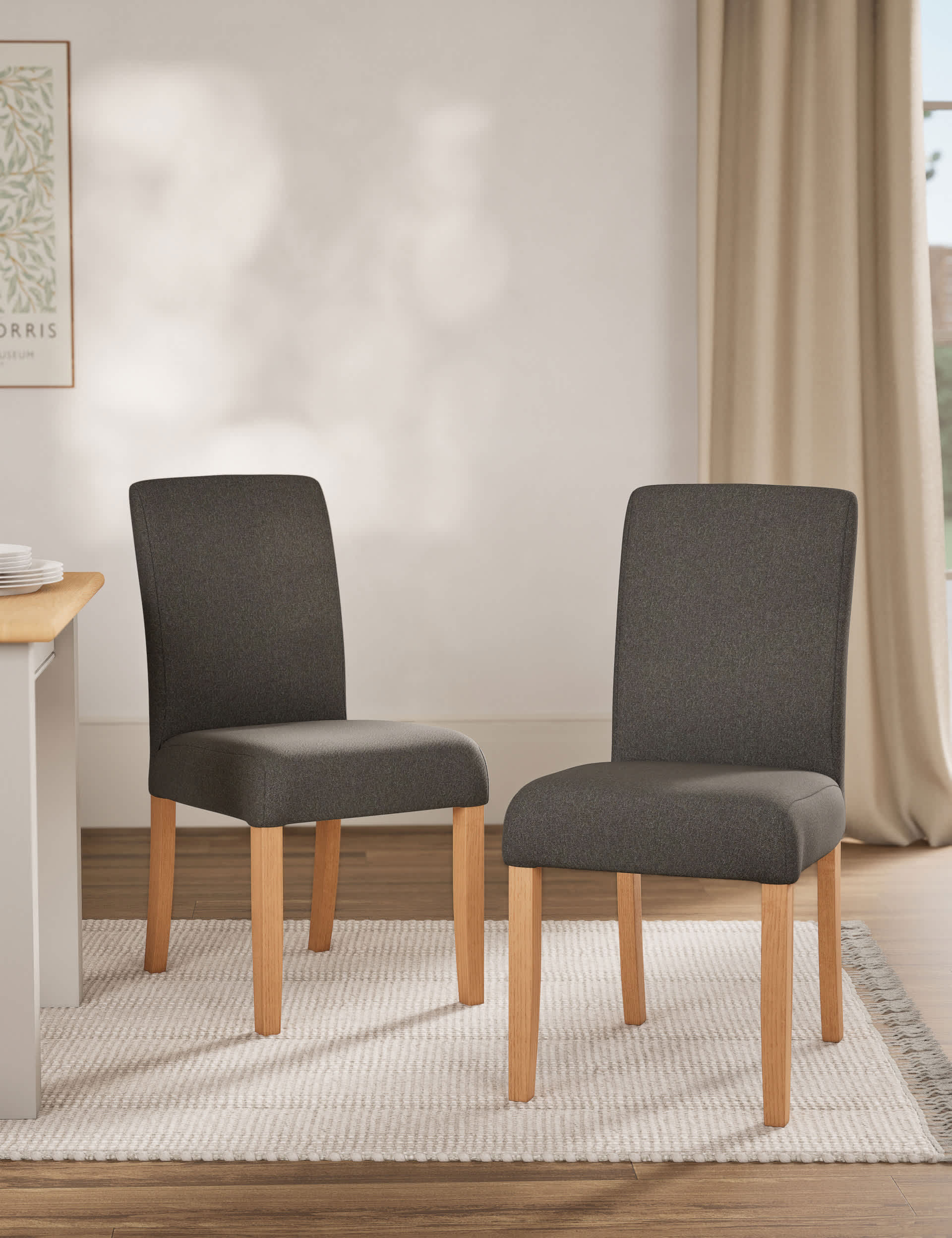 M&S Set of 2 Malton Dining Chairs - Charcoal Mix, Charcoal Mix