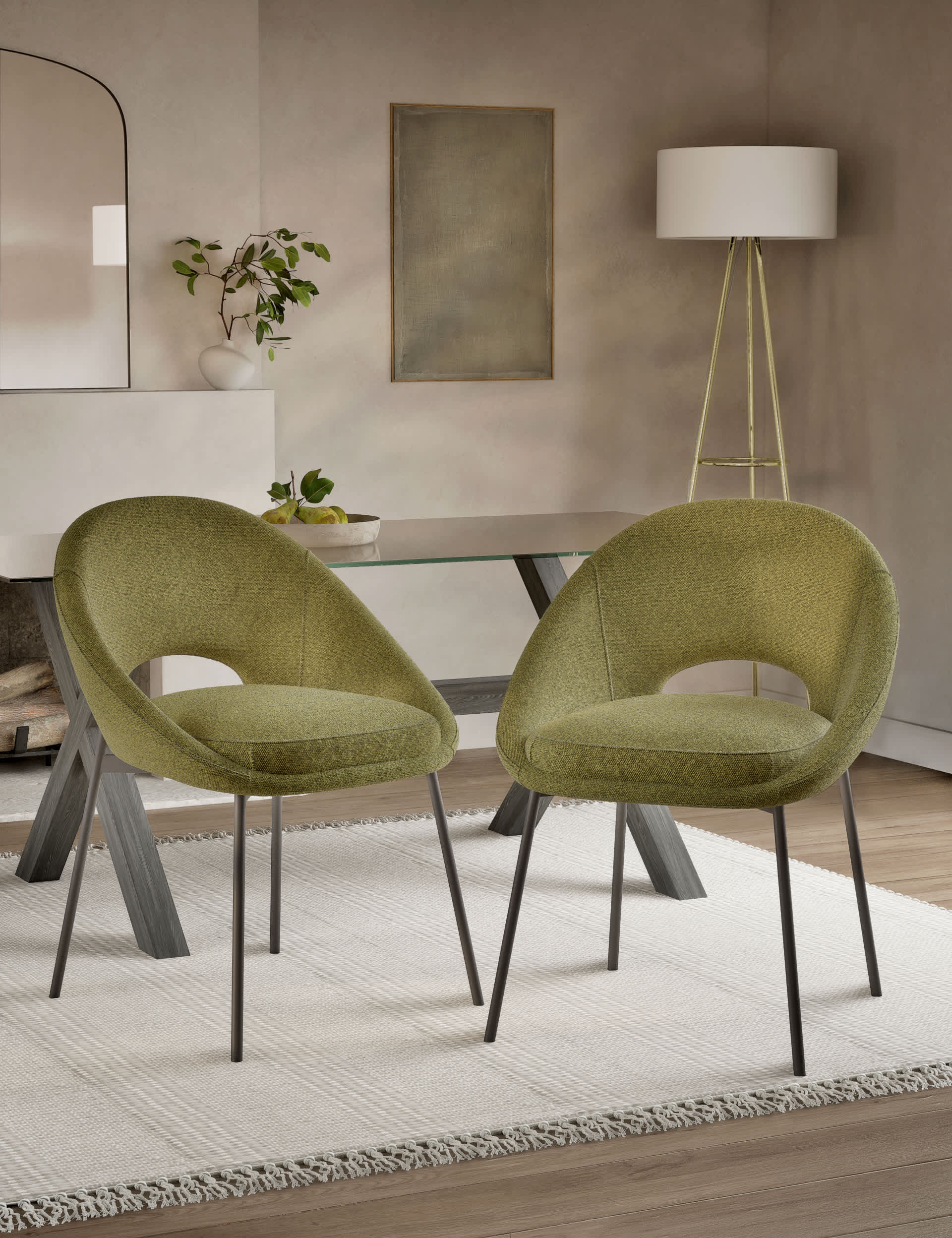 M&S Set of 2 Curve Dining Chairs - Forest Green, Forest Green