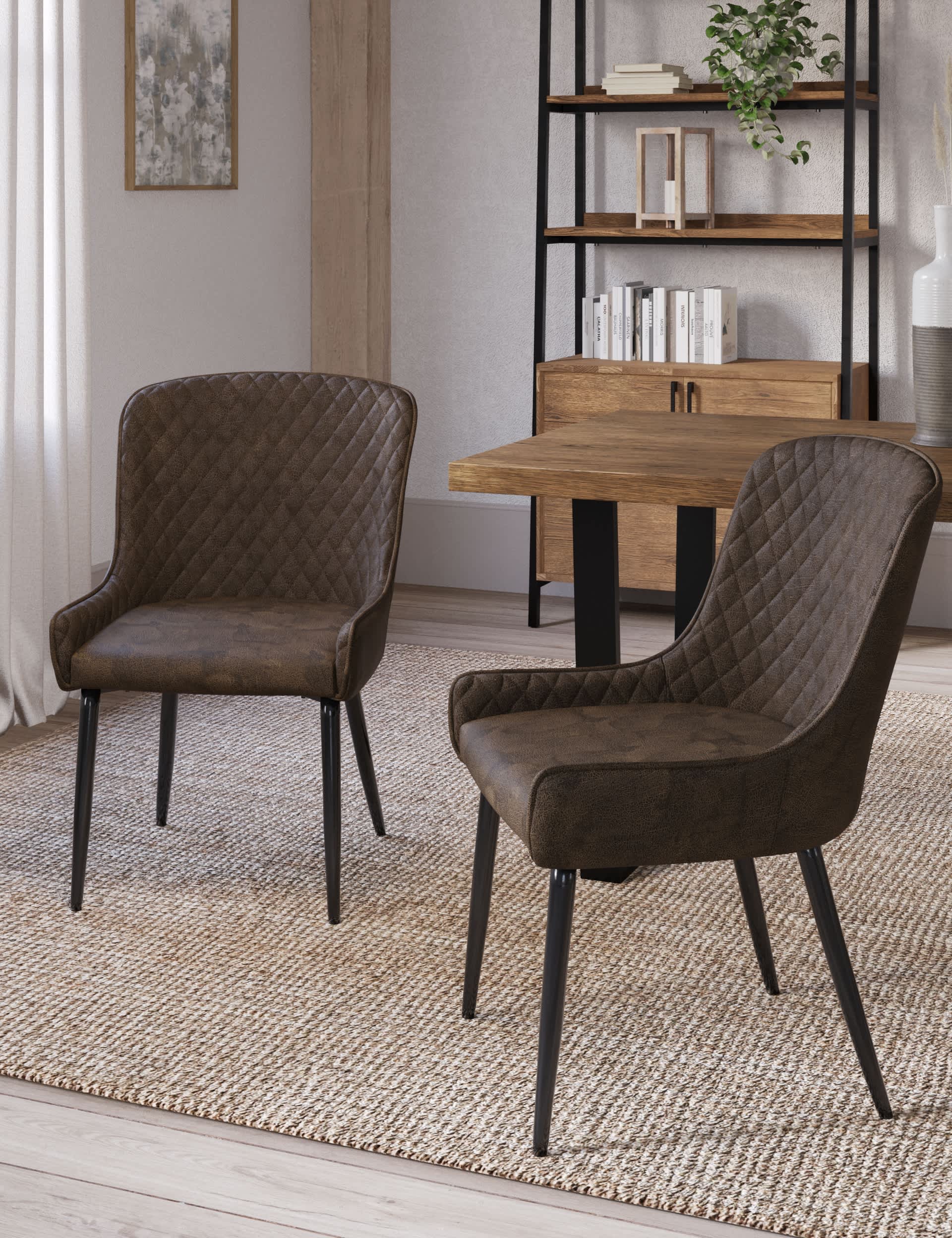 M&S Set of 2 Braxton Dining Chairs - Brown, Charcoal,Brown