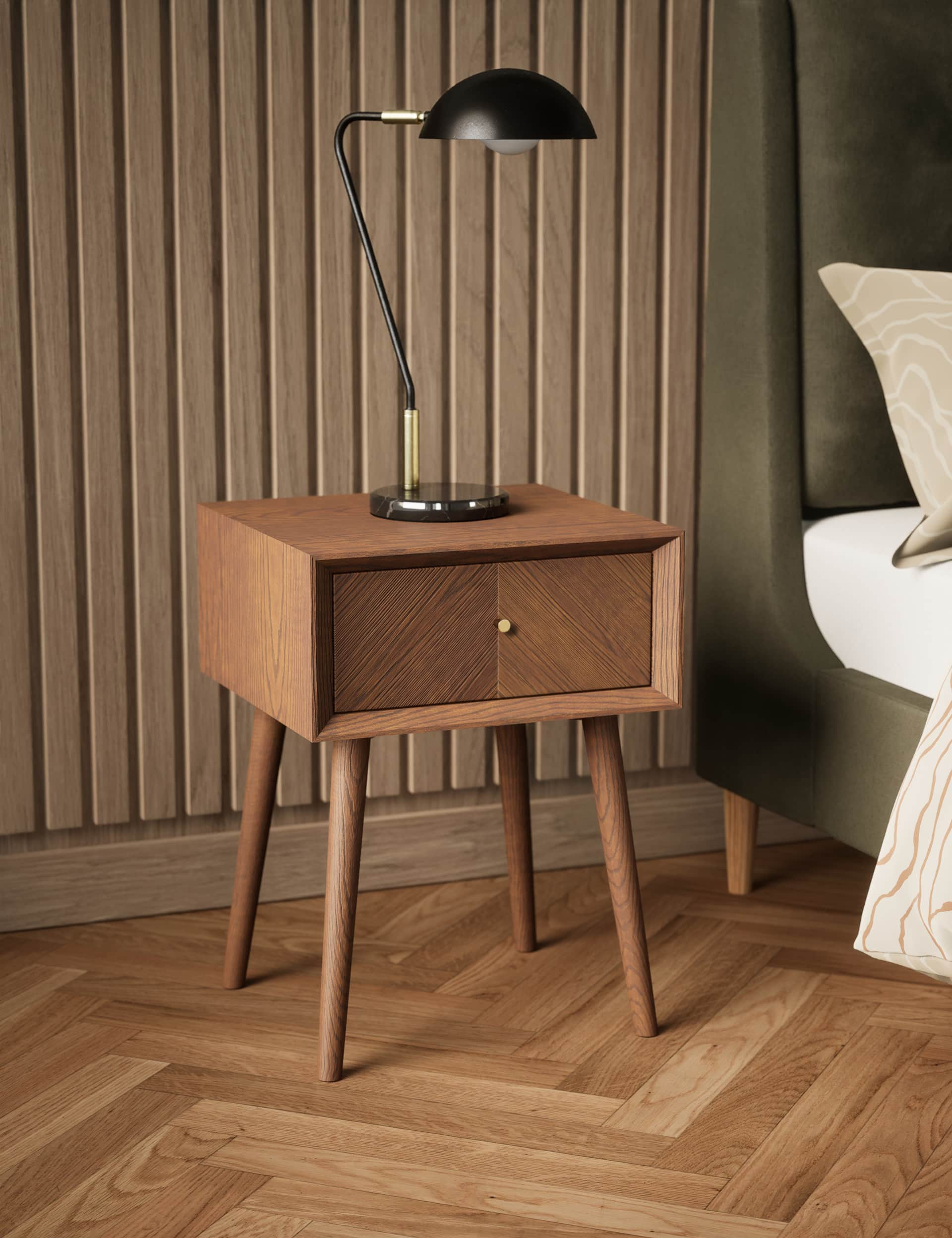 MonroeBedsideTable - Walnut, Walnut