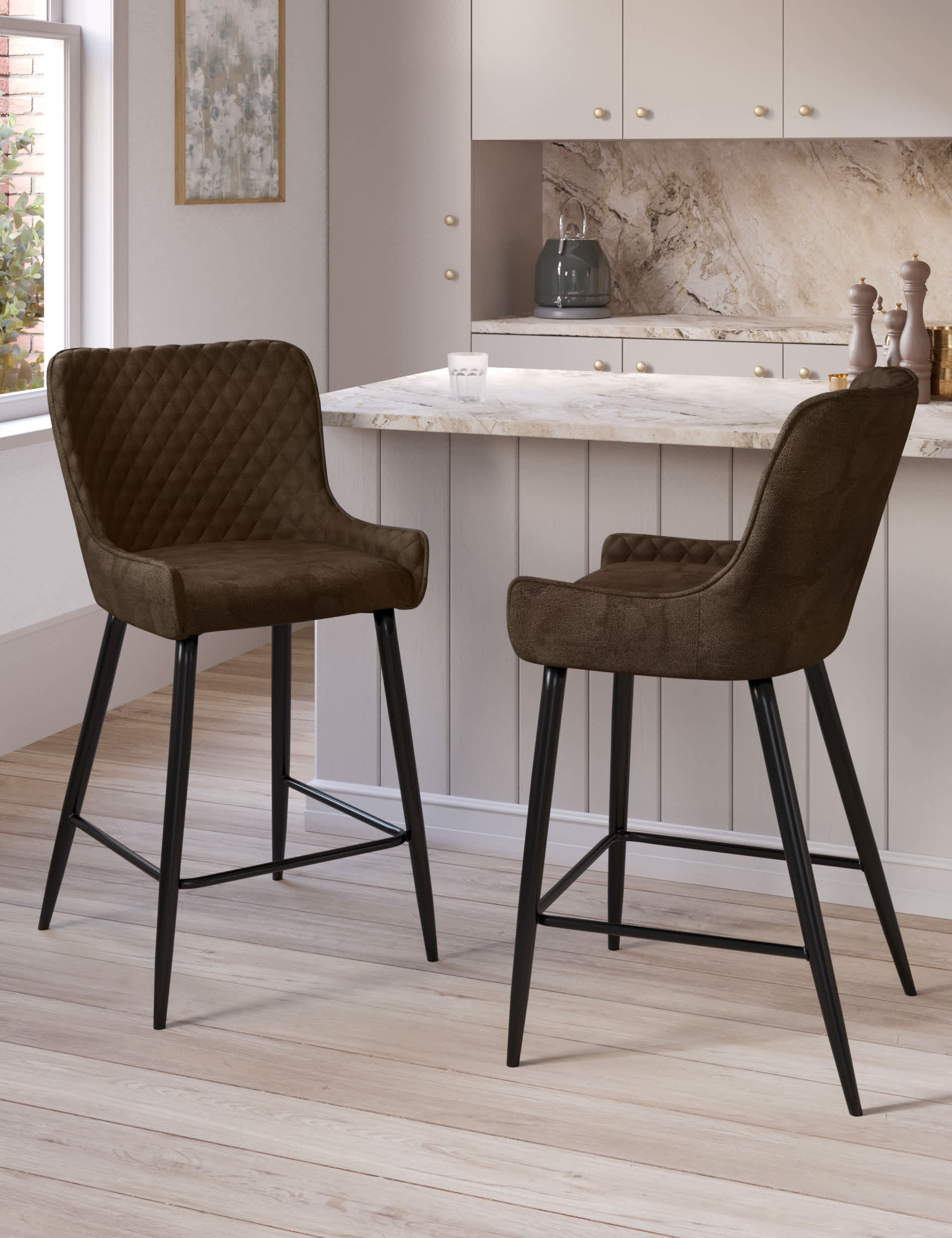 M&S Braxton Barstool - Brown, Brown