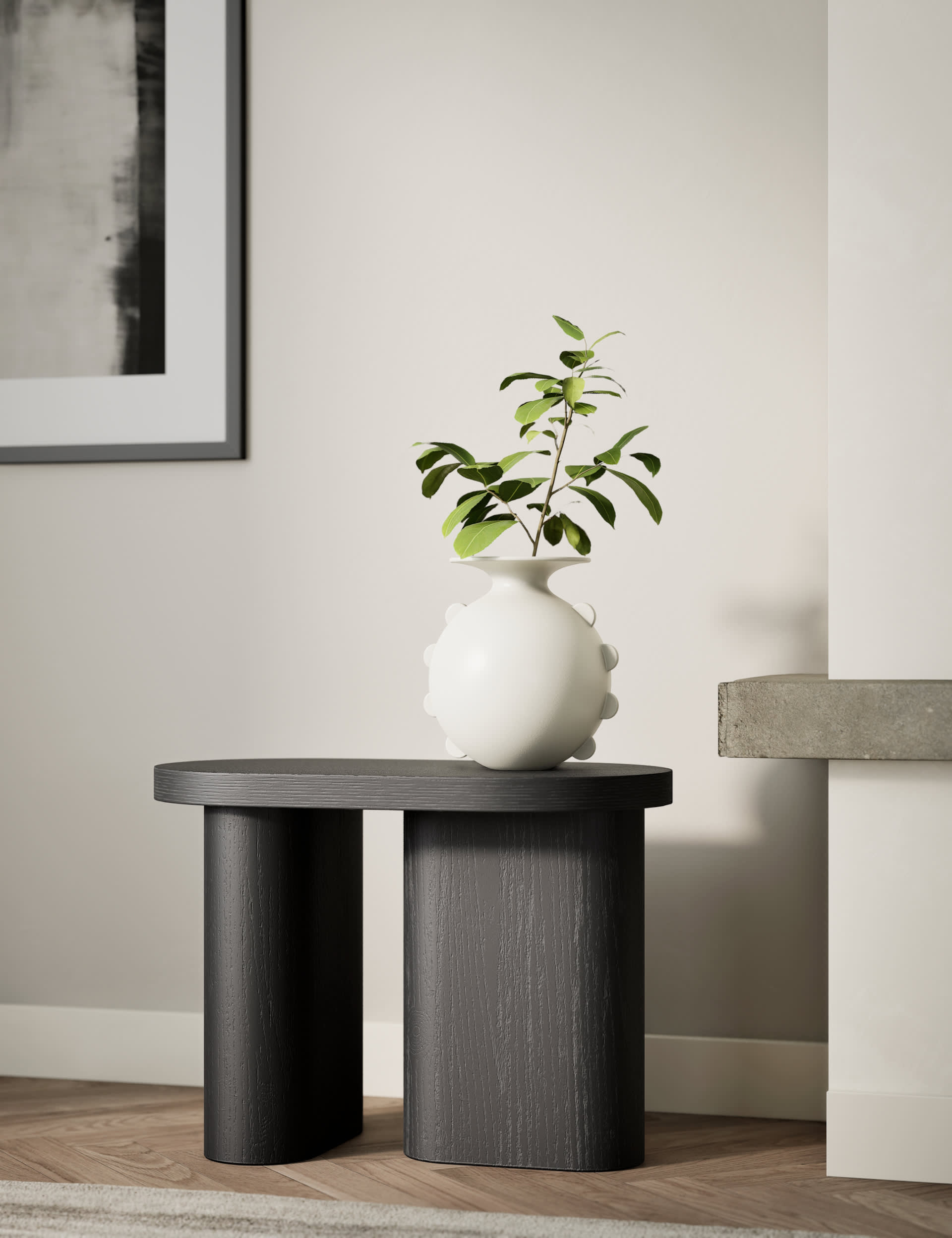 M&S X Kelly Hoppen Capsule Shape Side Table - Charcoal, Charcoal