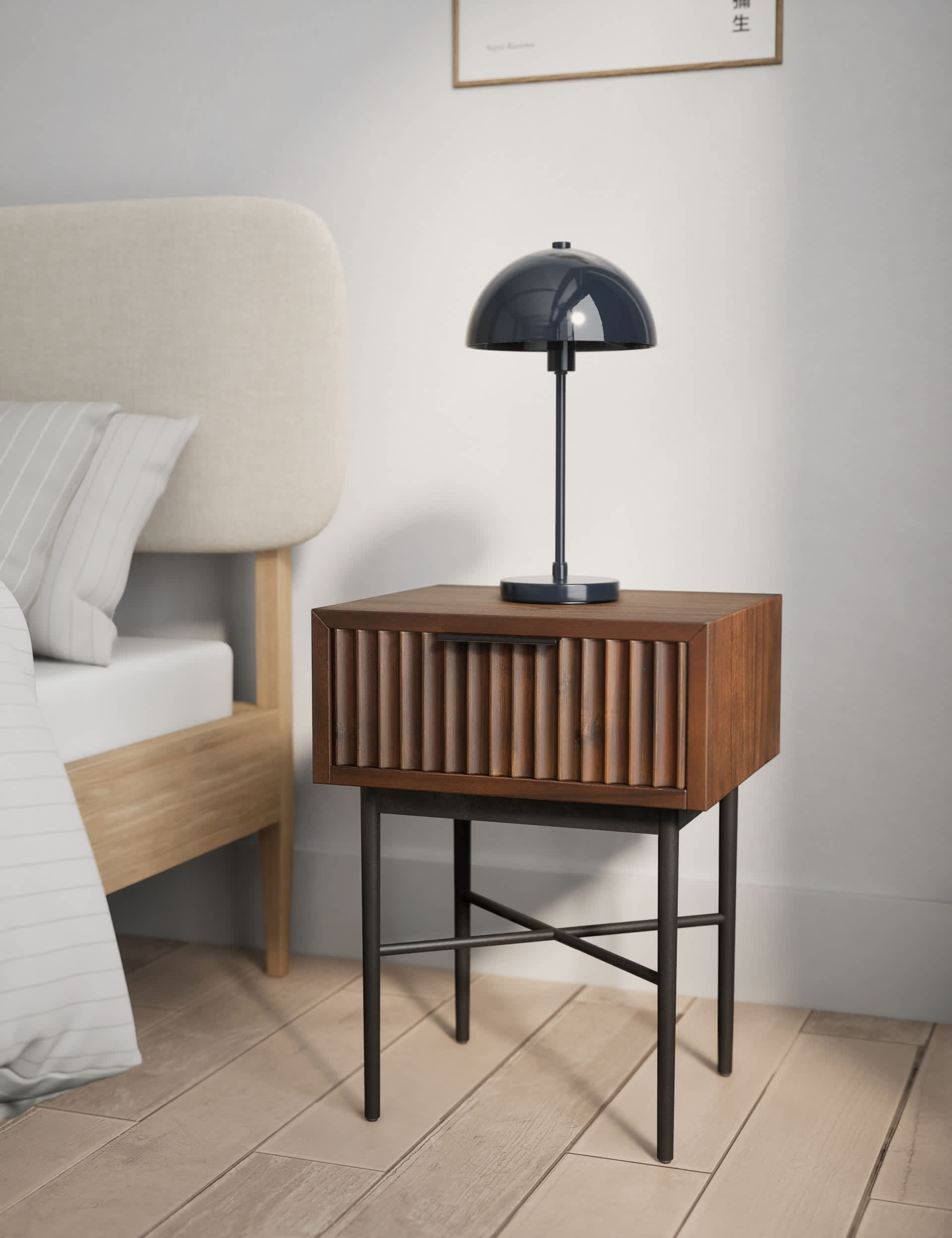 M&S Wharf Bedside Table - Walnut, Walnut