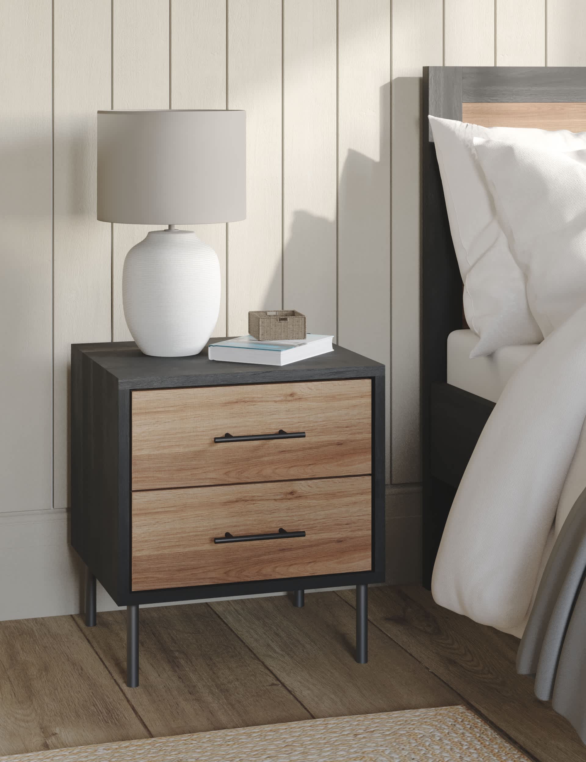 M&S Holt 2 Drawer Bedside Table - Natural Mix, Natural Mix