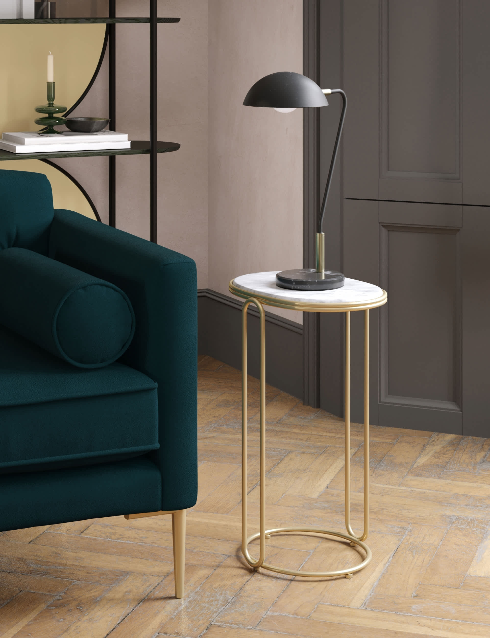 M&S X Swoon Odette Side Table - Polished Brass, Polished Brass