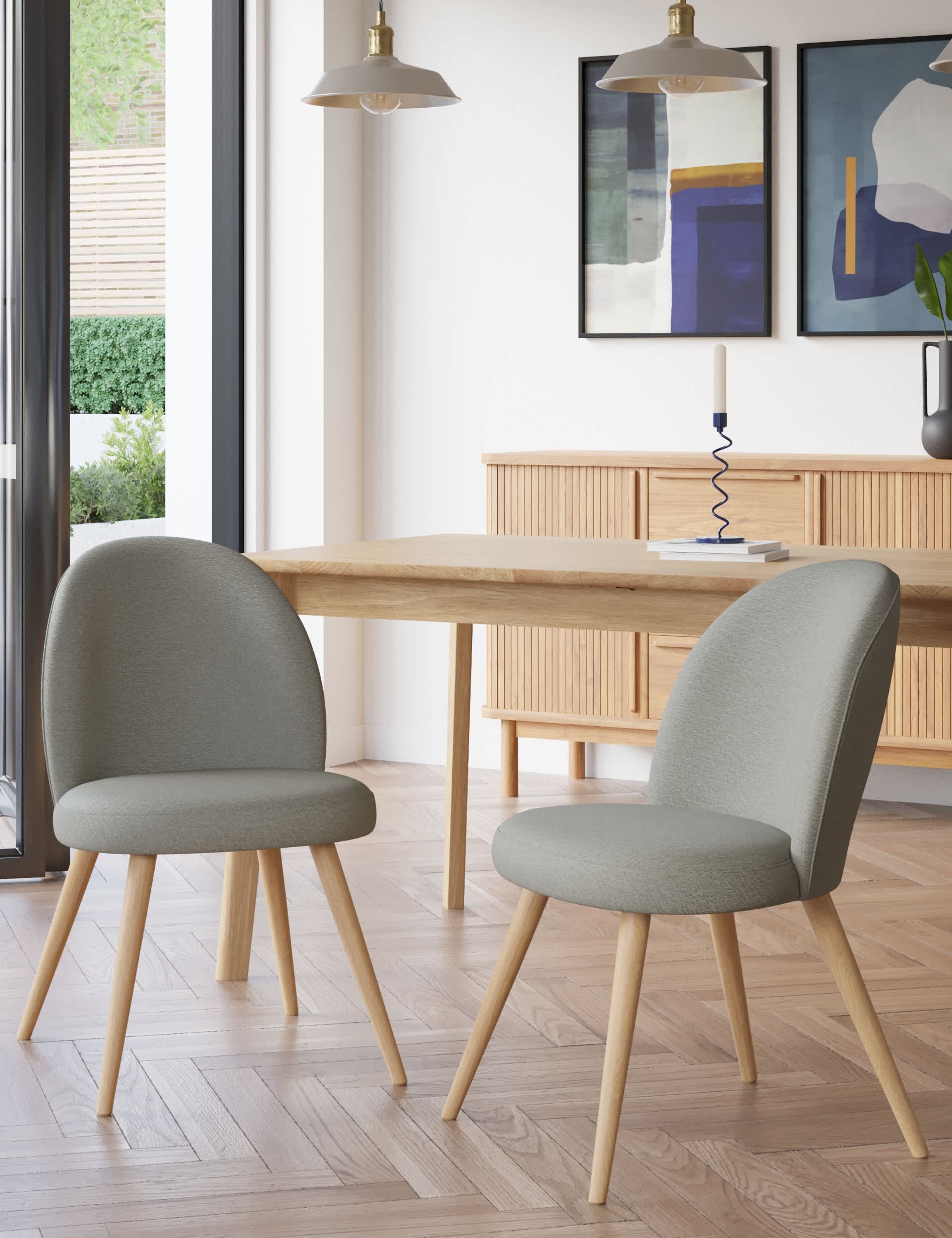 M&S Set of 2 Nord Dining Chairs - Grey, Natural,Grey