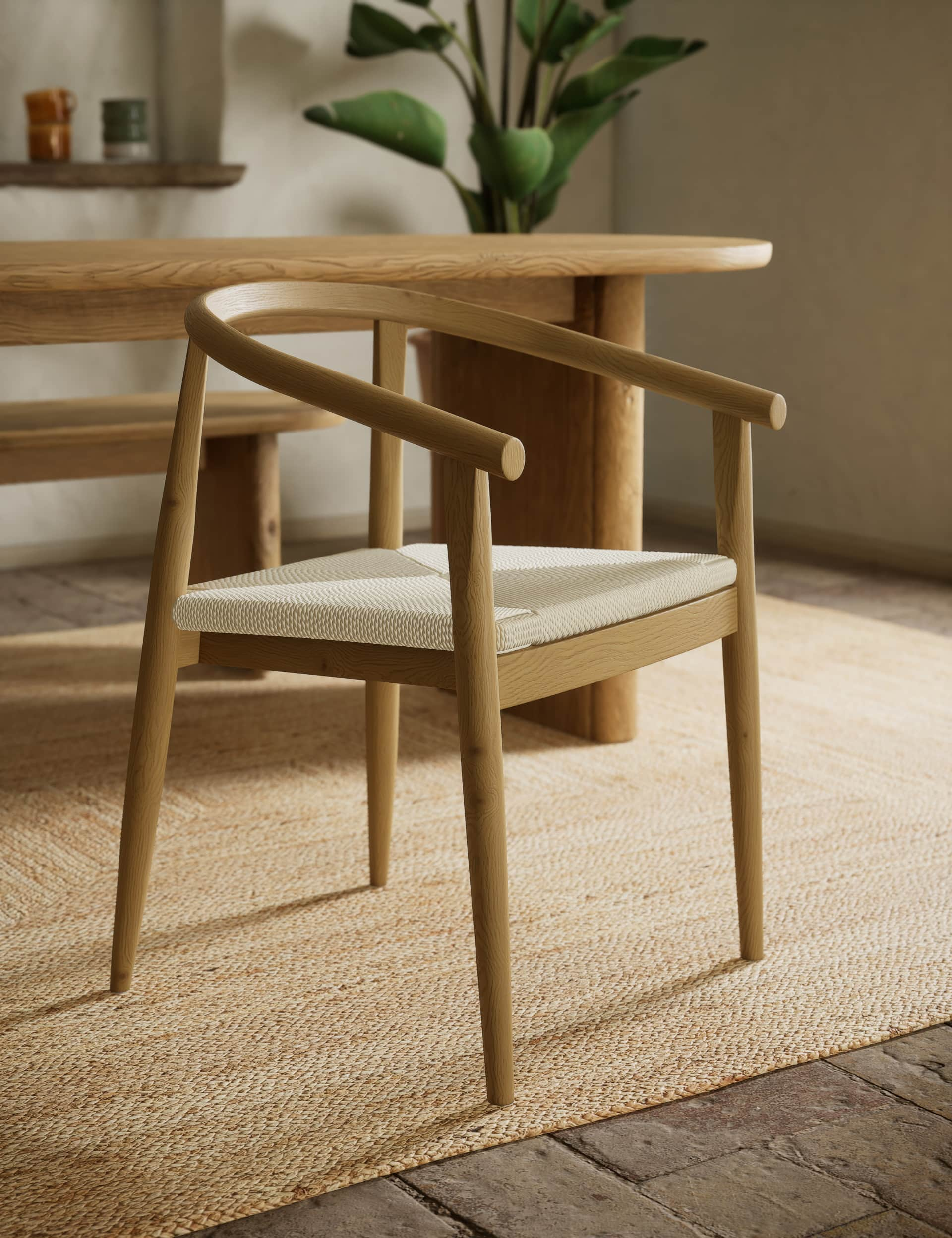 M&S X Fired Earth Blenheim Dining Chair - Oak, Oak