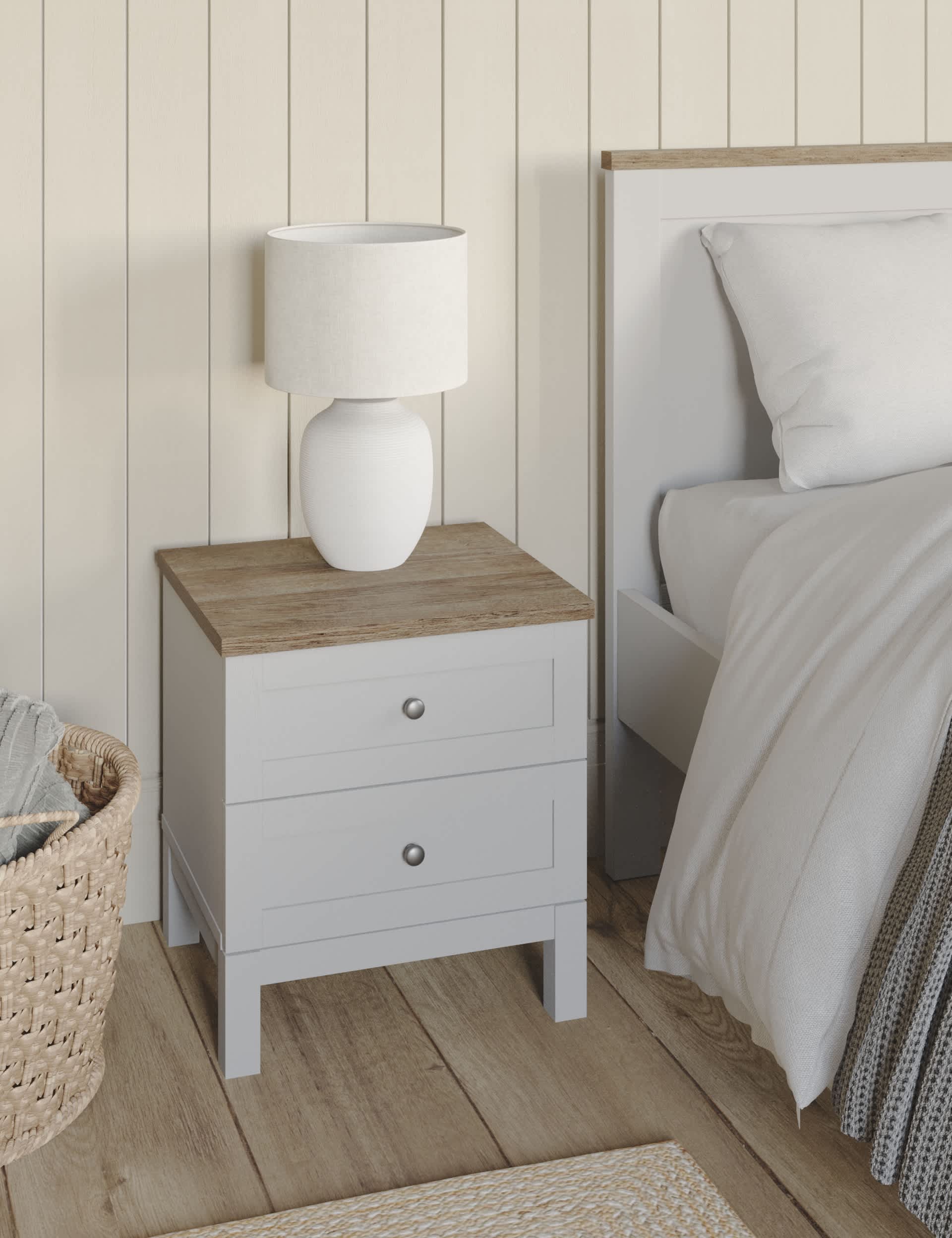 M&S Salcombe Bedside Table - Light Grey, Light Grey