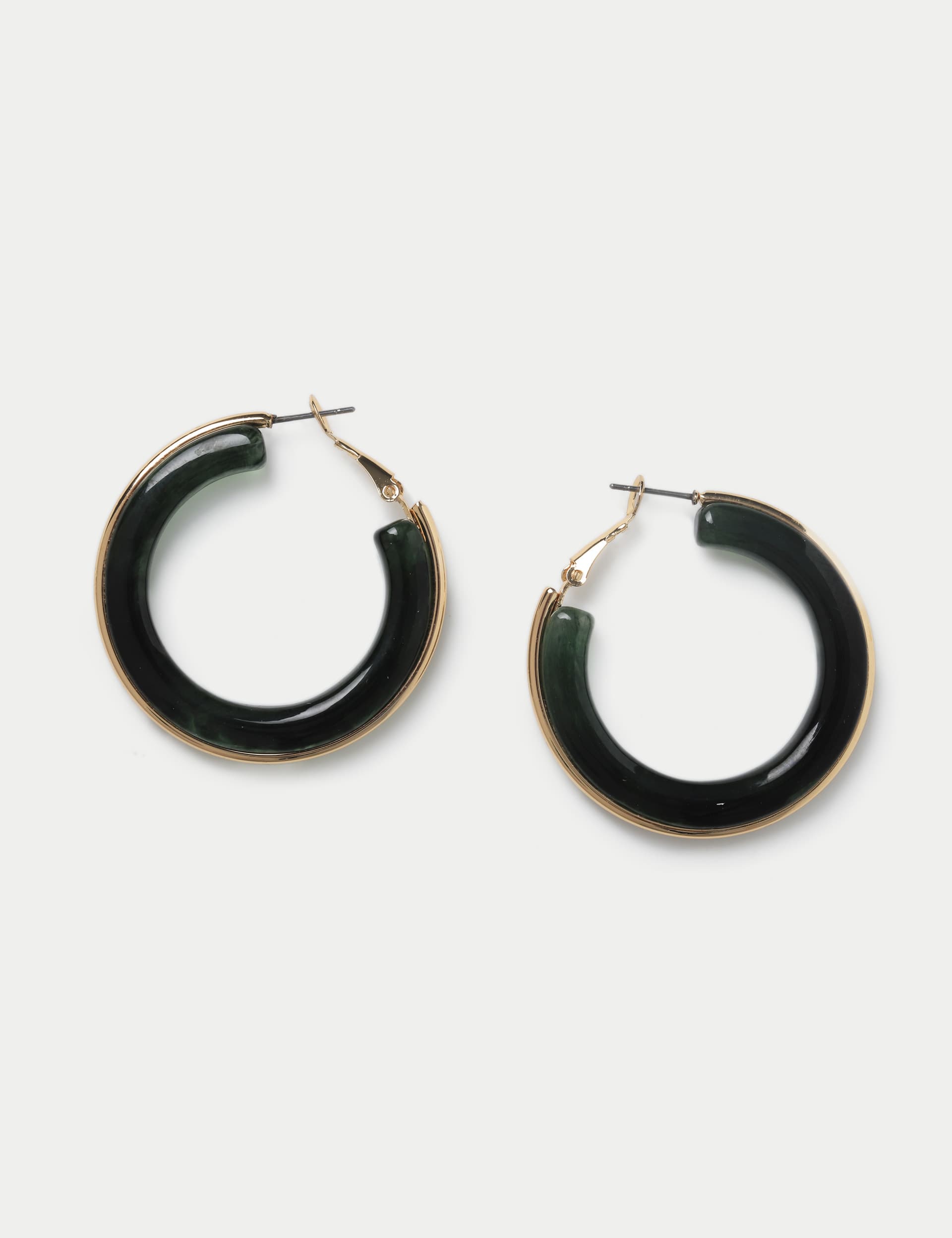 M&S Women's Green Resin Hoop Earrings  Green
