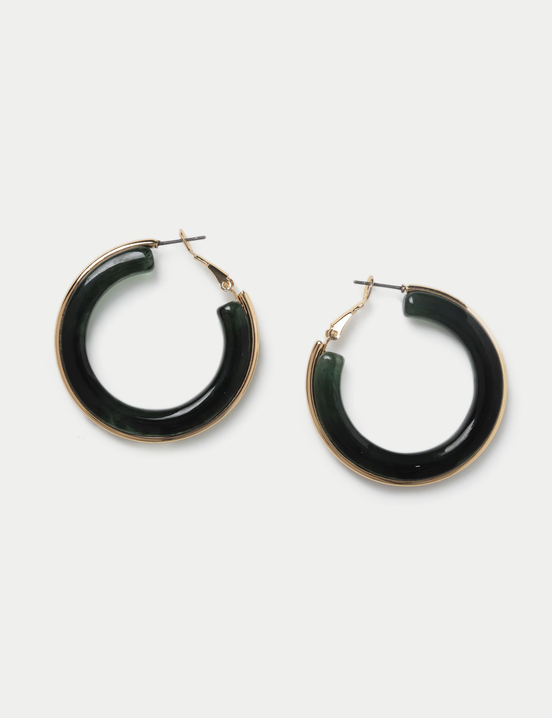 M&S Women's Green Resin Hoop Earrings, Green