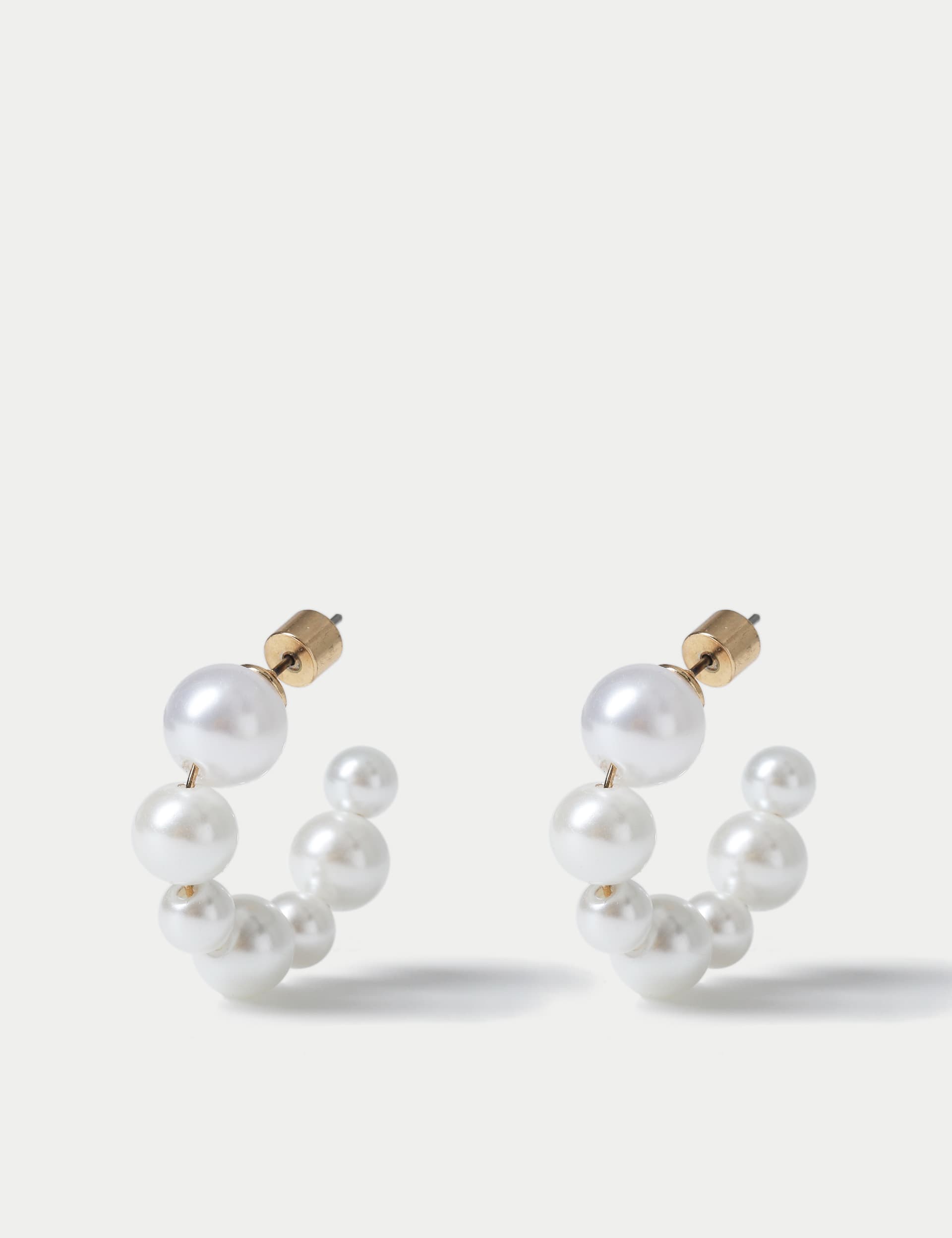M&S Women's Pearl Twisted Hoop Earring