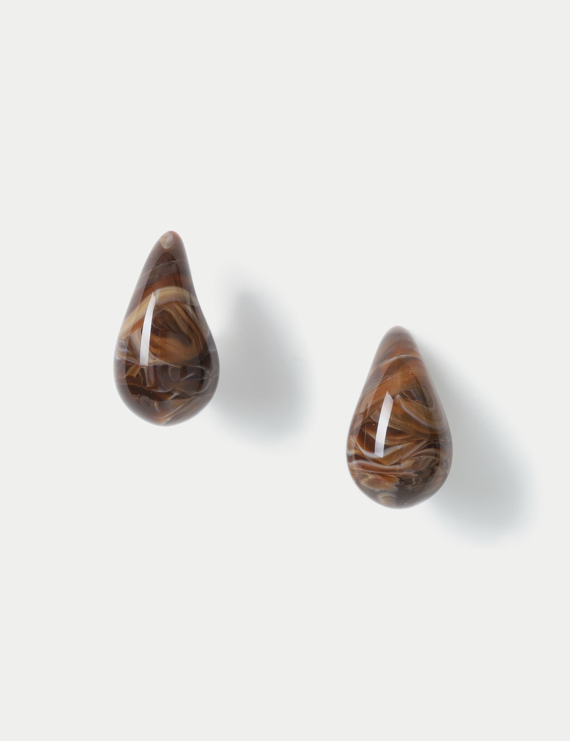 M&S Women's Brown Resin Tear Drop Earring - Amber, Amber