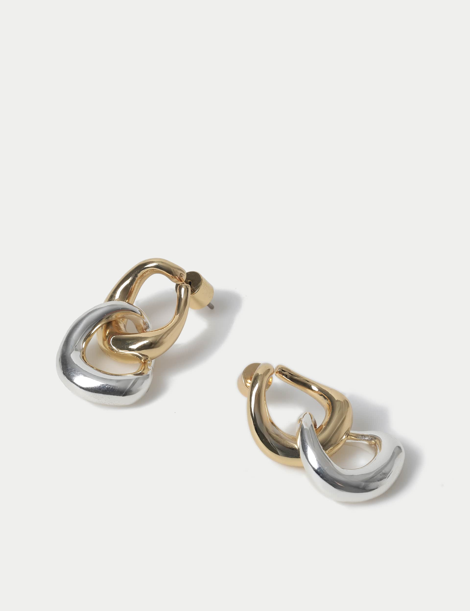 M&S Collection Women's Mixed Metal Link Drop Earring, Metal