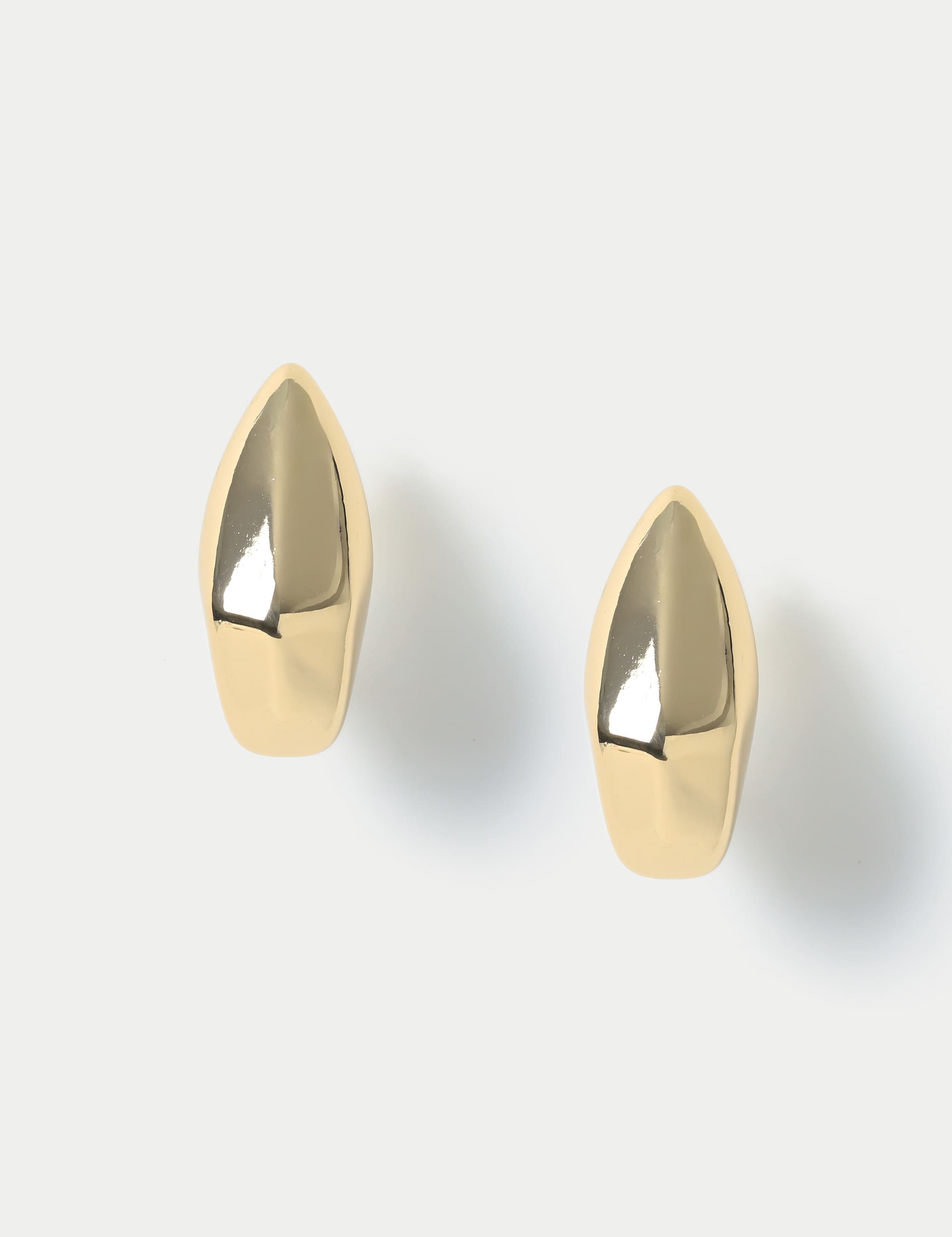 M&S Women's Gold Tone Oversized Faceted Tear Drop Earring  Gold