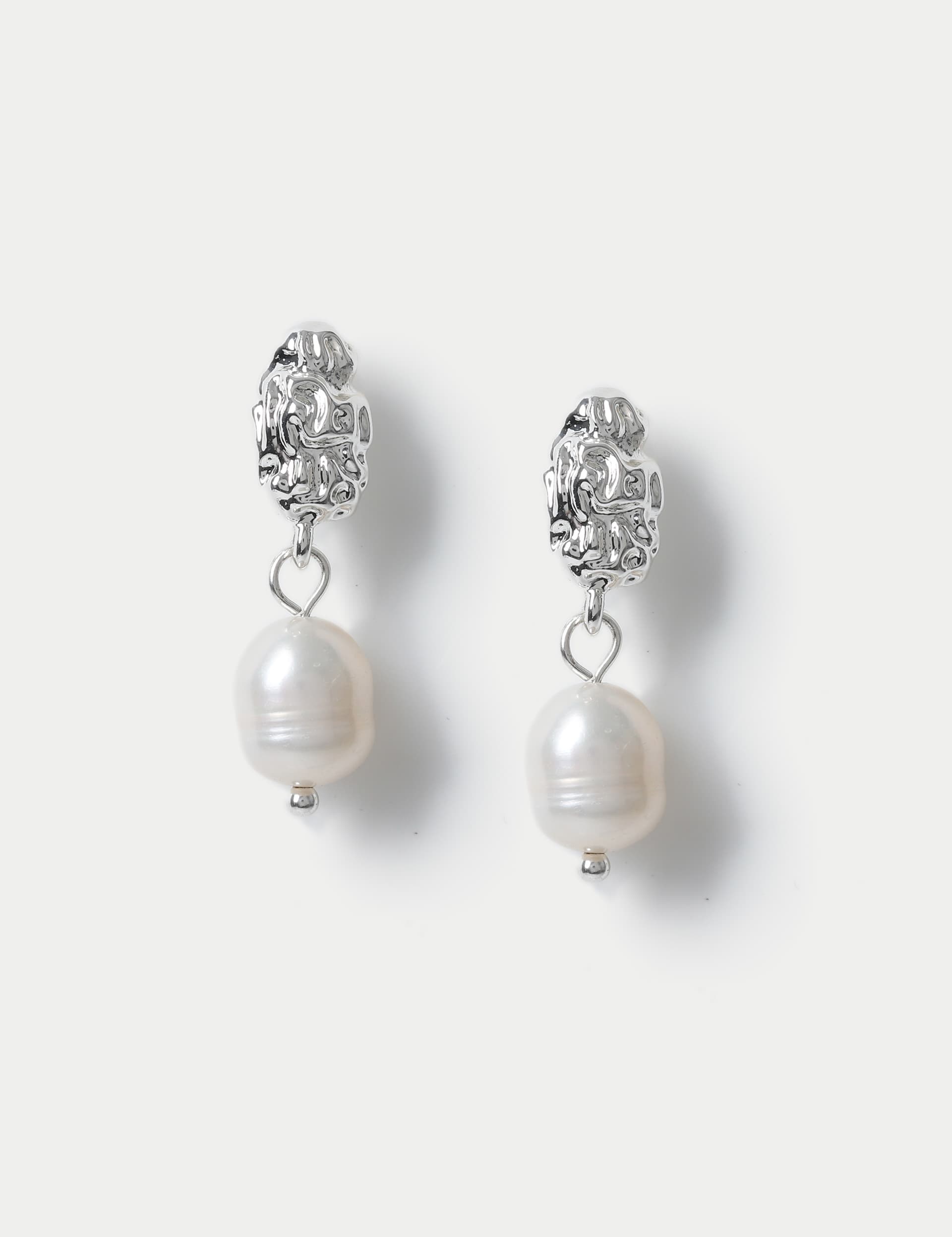 Per Una Women's White Quartz Drop Earring - Silver Mix, Silver Mix