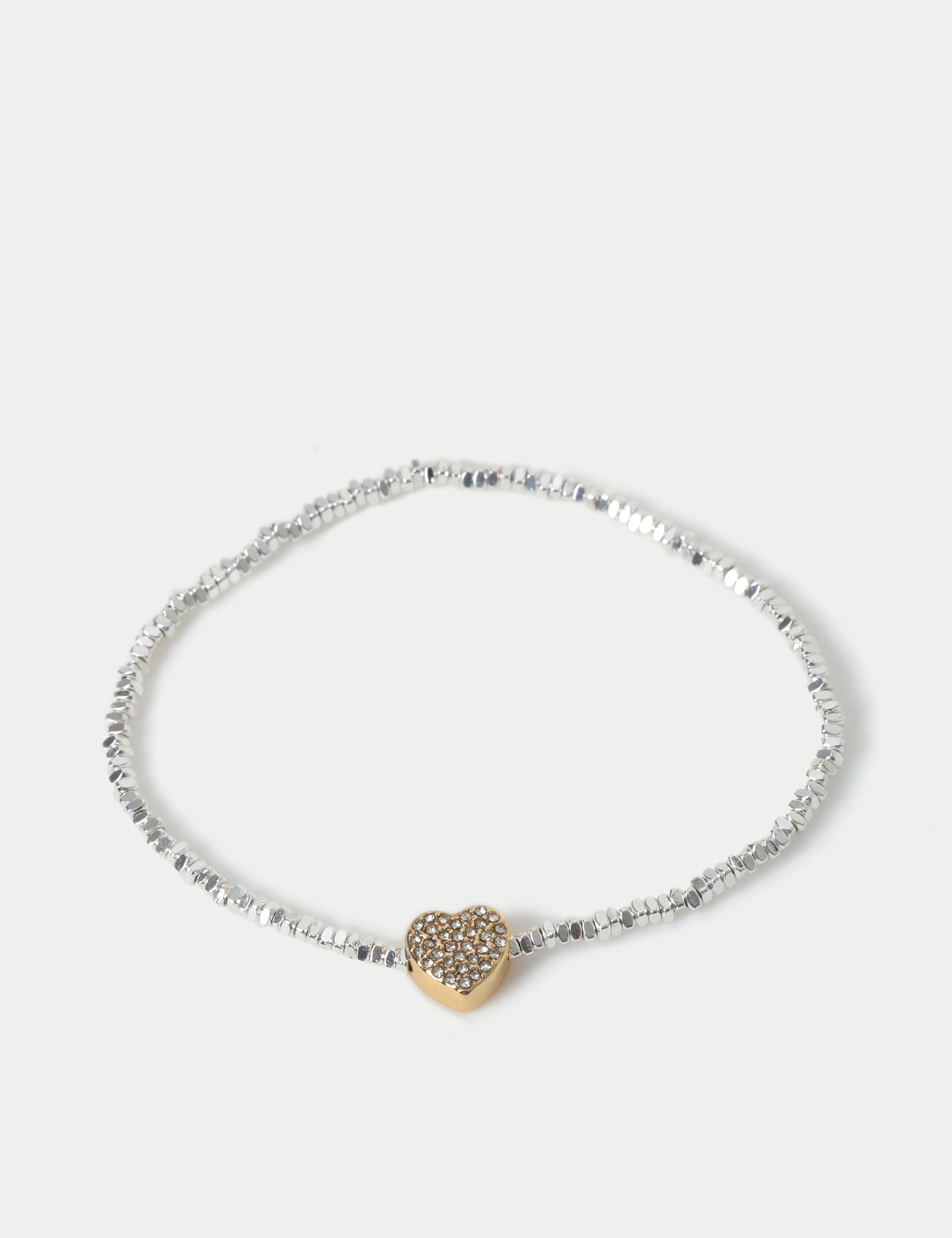 M&S Women's Gifting Heart Charm Wristwear - Silver, Silver