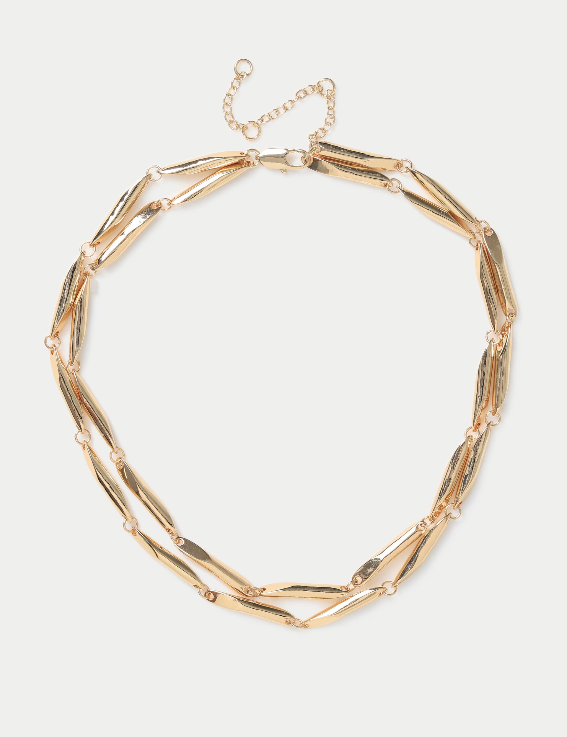 M&S Women's Gold Tone Twisted Link Multi Necklace, Gold