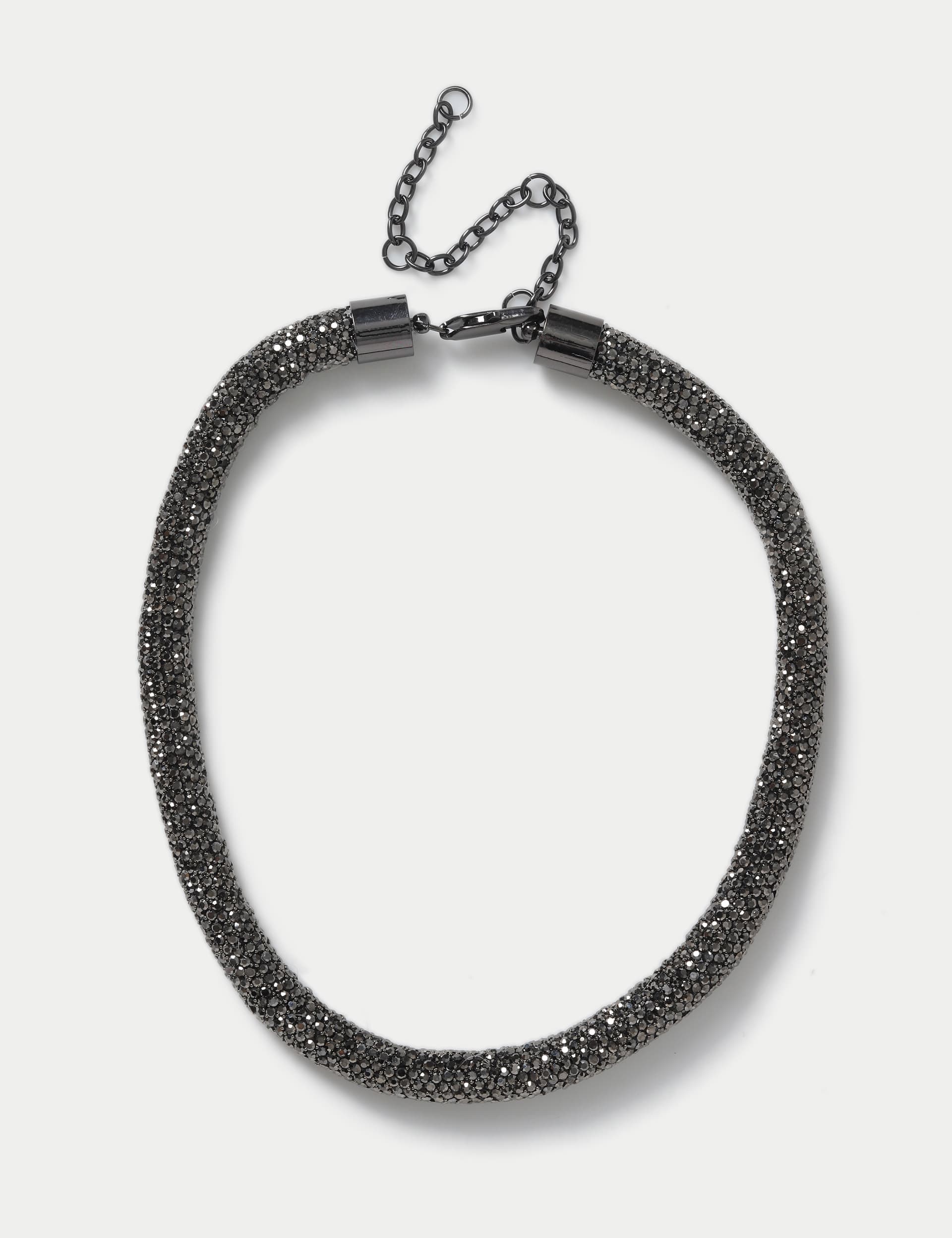 M&S Women's Gunmetal Pave Tube Necklace, Gunmetal