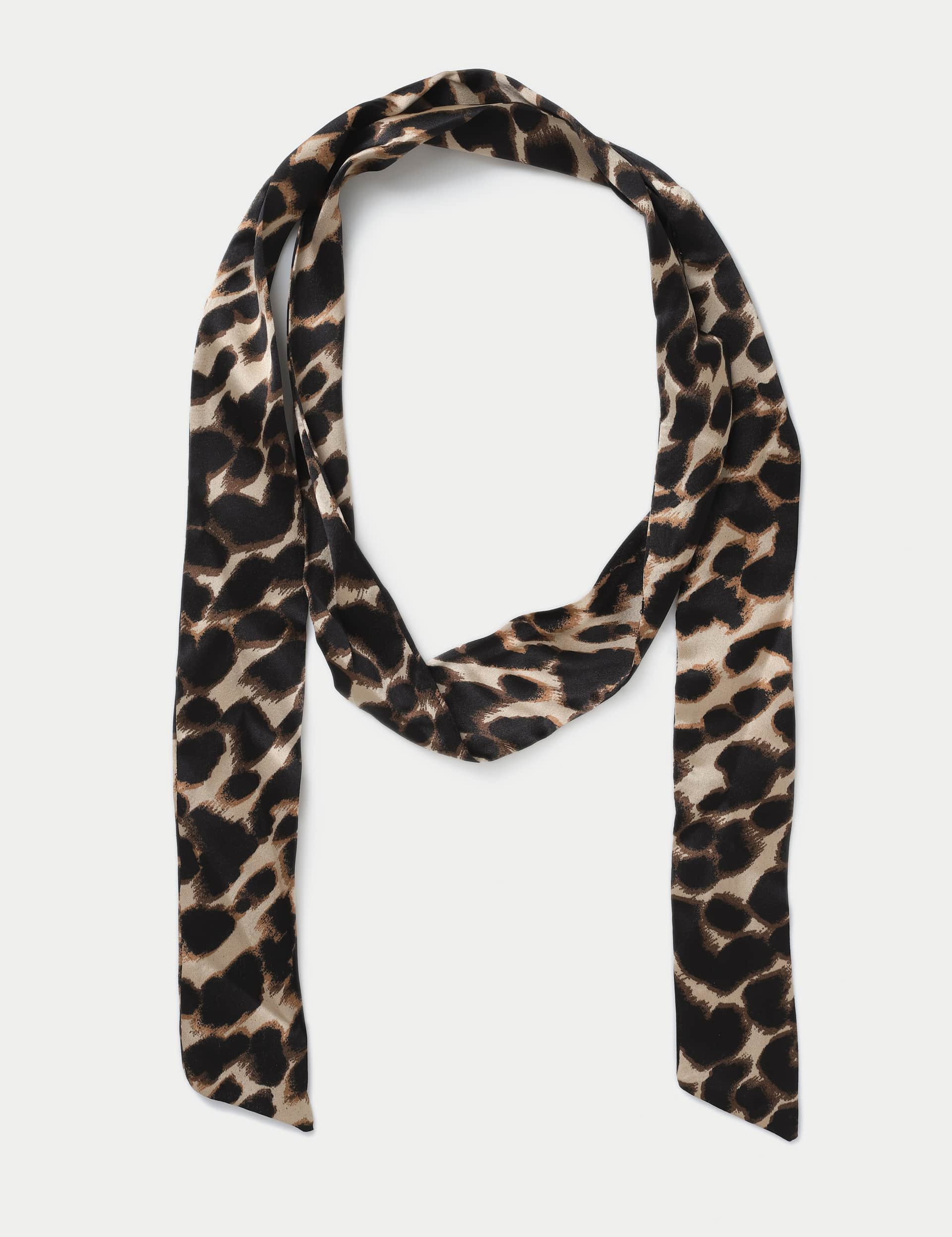 M&S Women's Leopard Satin Scarf - Brown Mix, Brown Mix