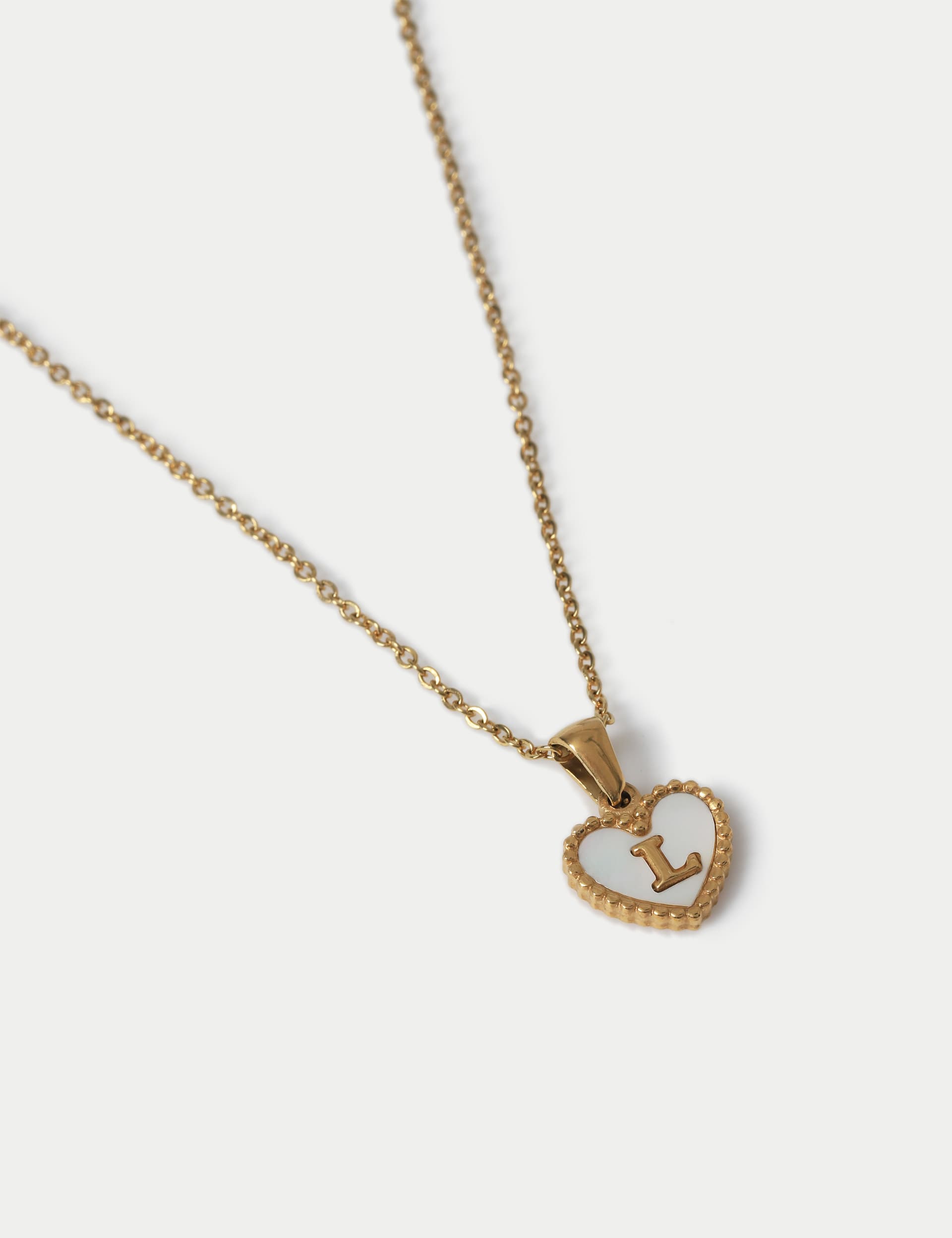 Autograph Women's Waterproof Initial Heart Necklace L - Gold, Gold