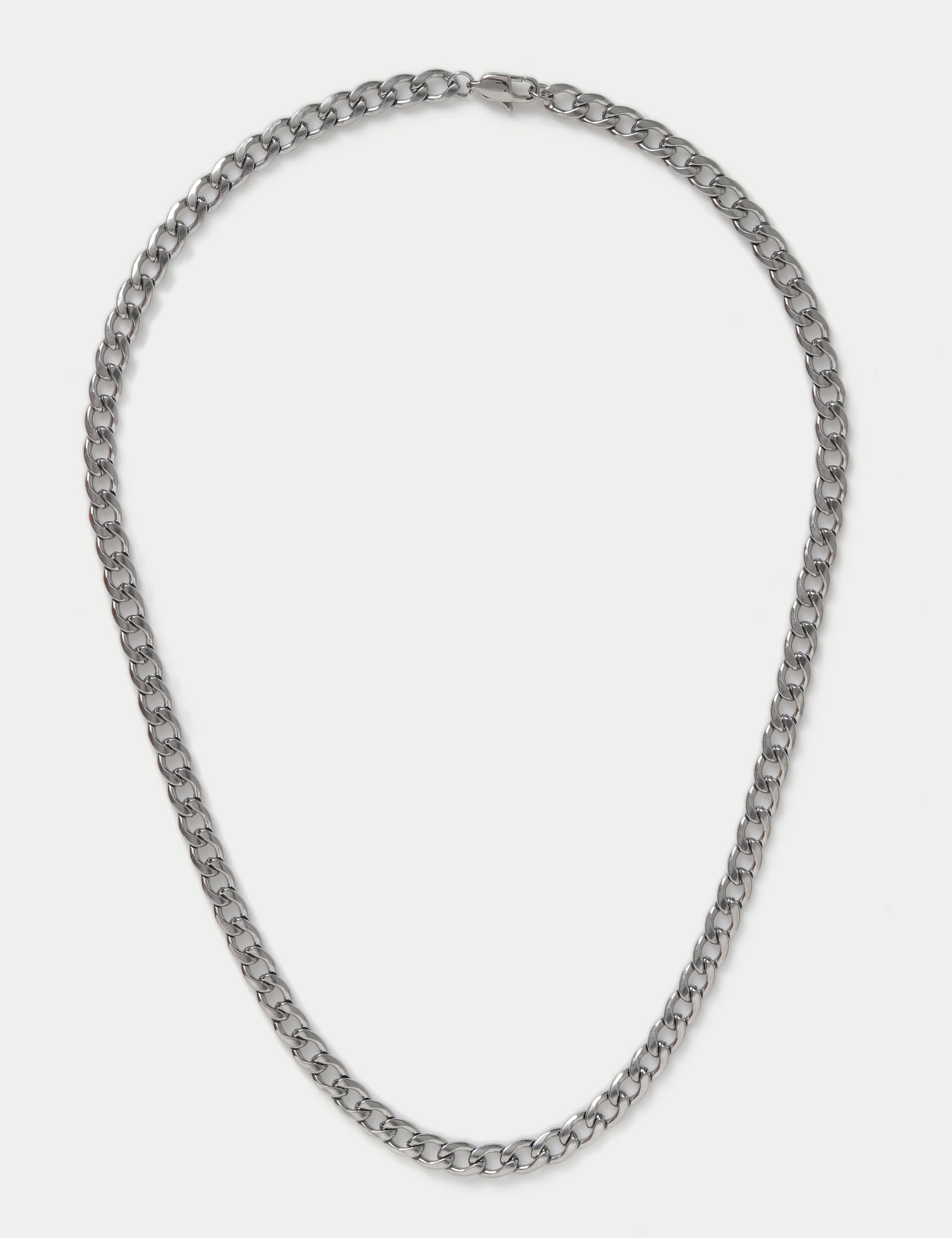 M&S Men's Waterproof Stainless Steel Silver Tone Chain Necklace, Silver