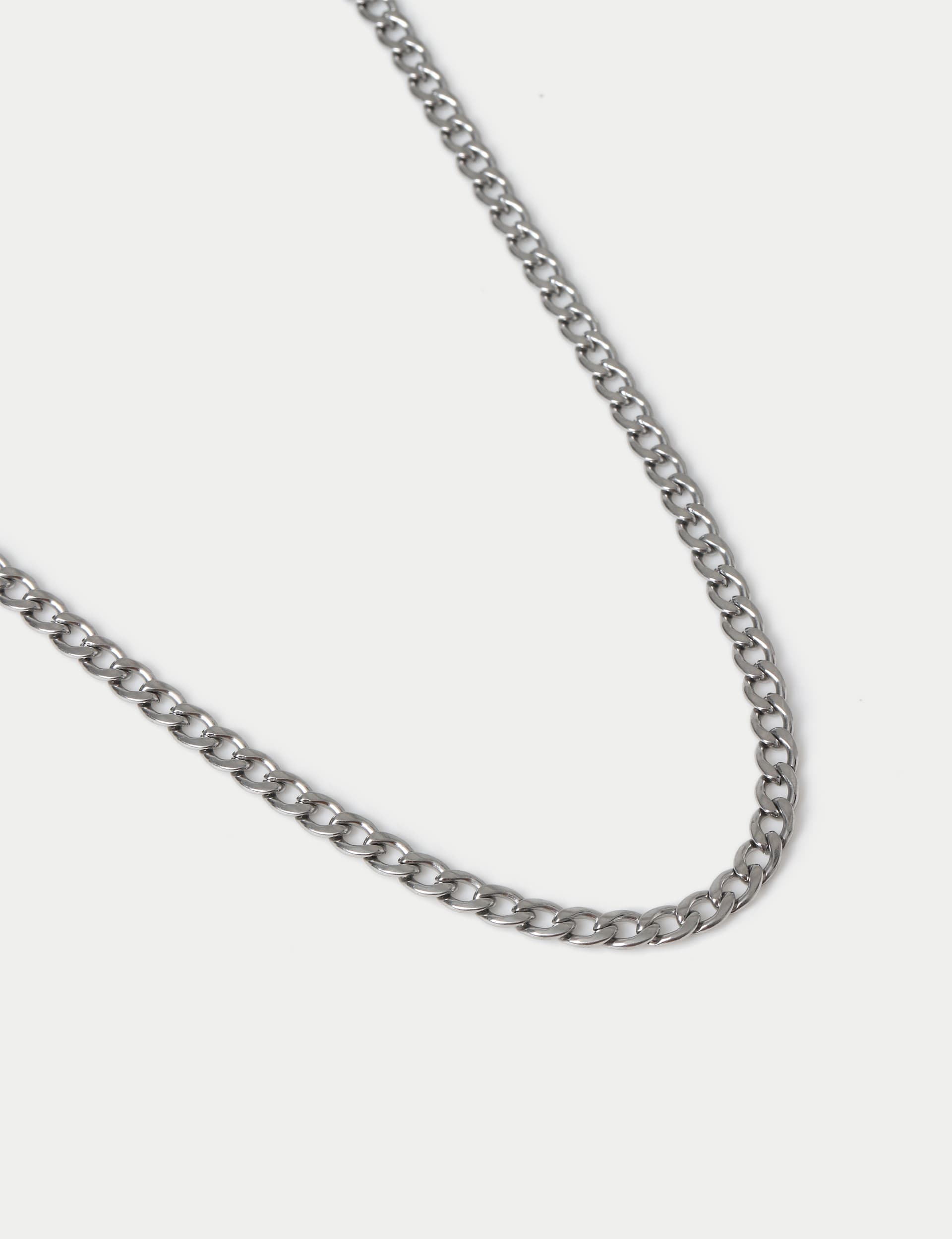 M&S Collection Men's Waterproof Stainless Steel Silver Tone Chain Necklace, Silver