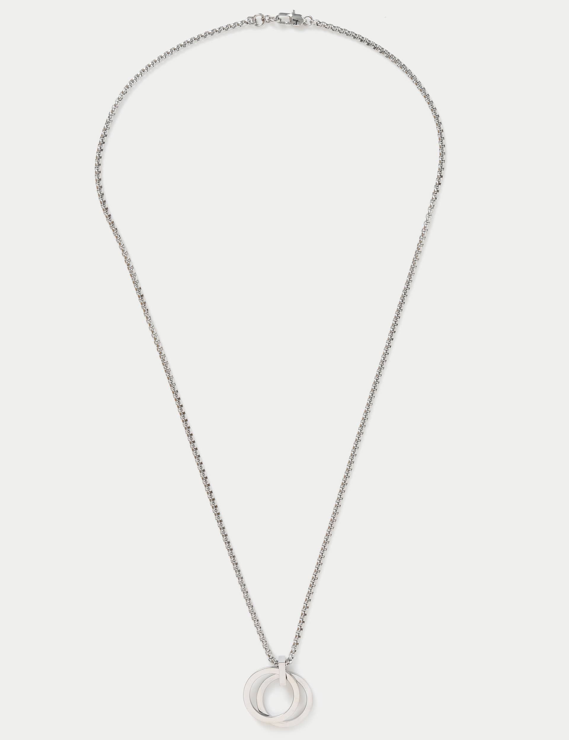 M&S Men's Waterproof Stainless Steel Silver Tone Pendant Necklace, Silver