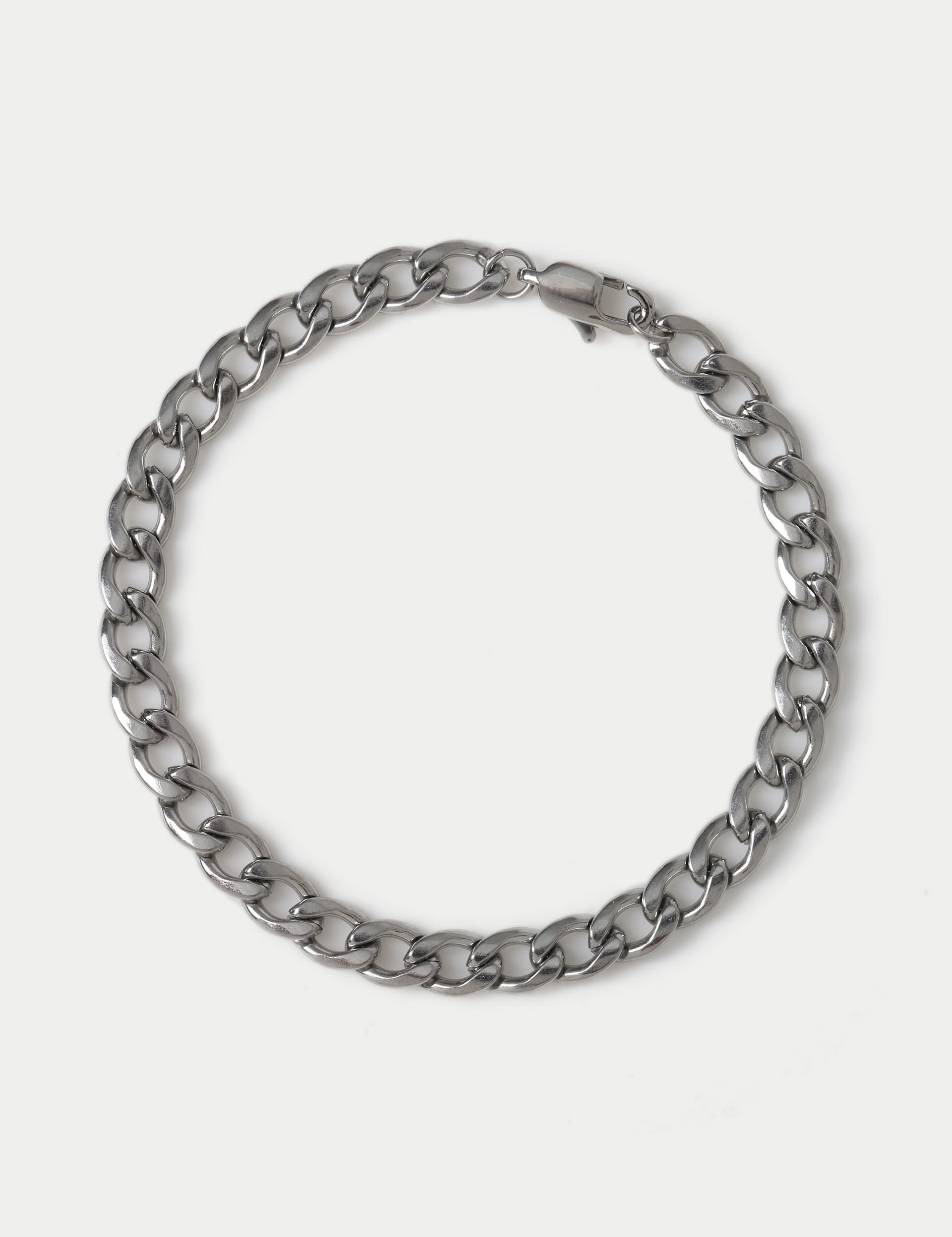 M&S Men's Waterproof Stainless Steel Silver Tone Chain Bracelet, Silver