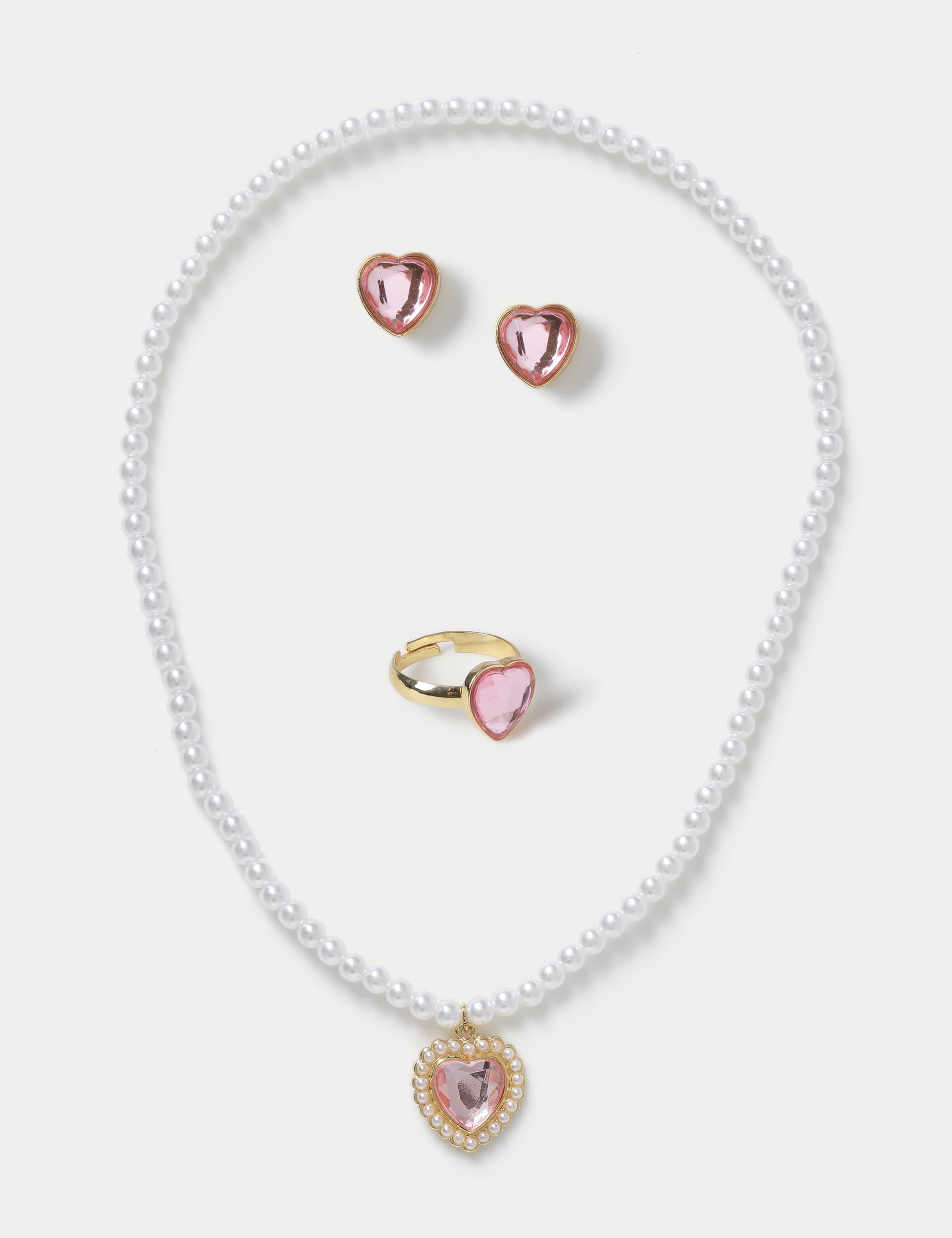 M&S Collection Girls Pink and Pearl Jewellery Set, Pink