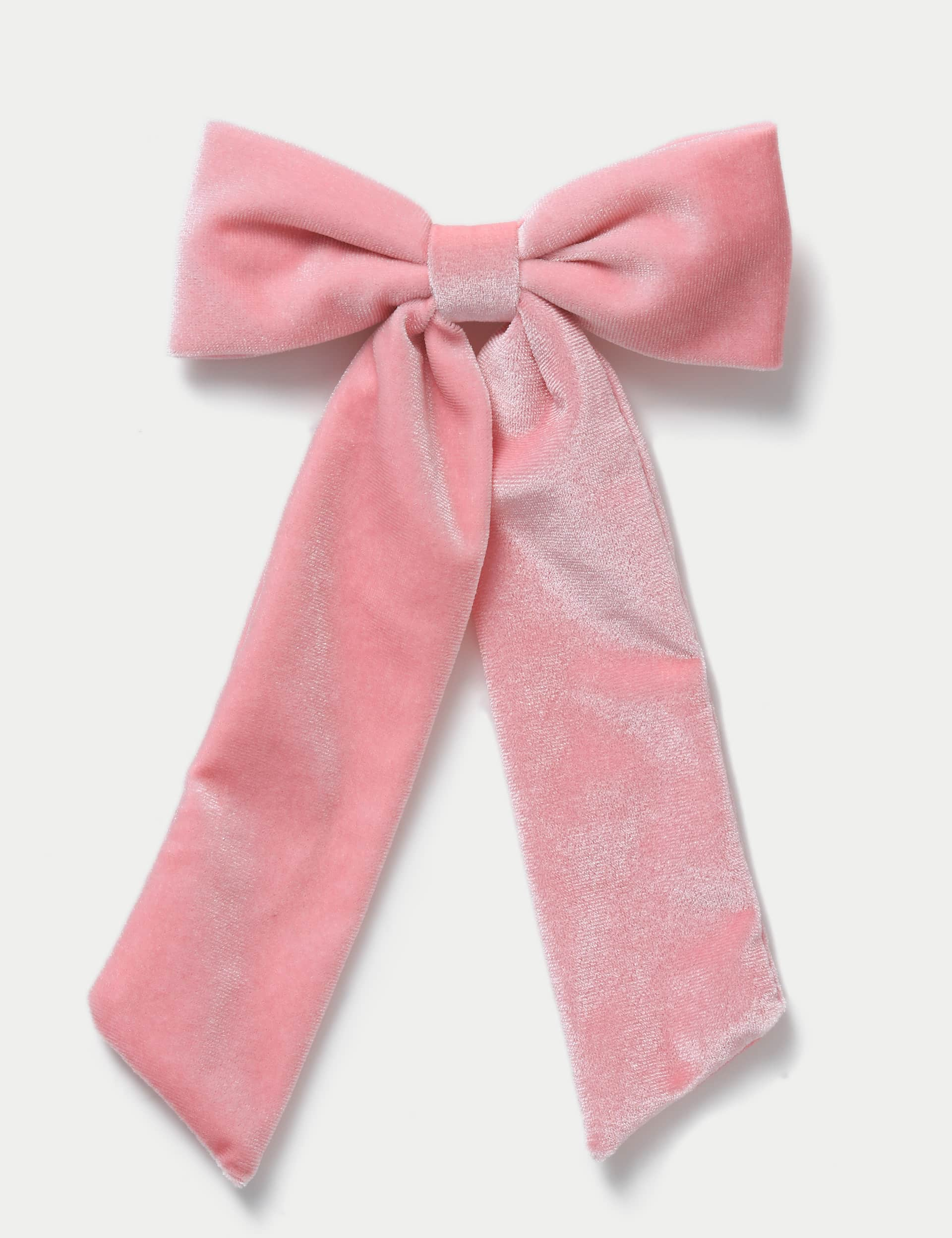 M&S Girls Velvet Bow - Pink, Pink