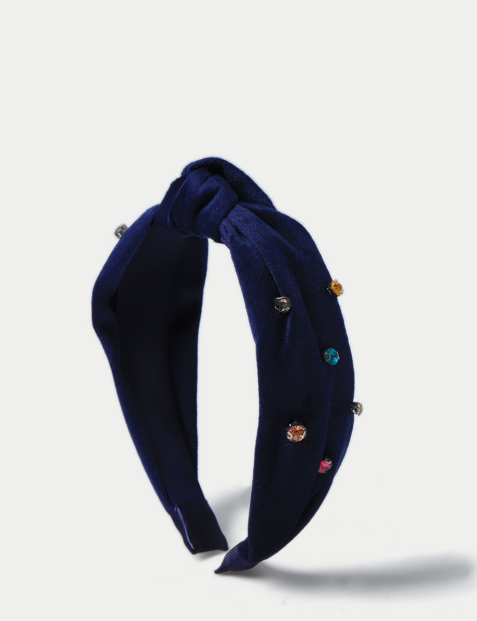 M&S Collection Girls Velvet Knot Alice Band - Navy, Navy